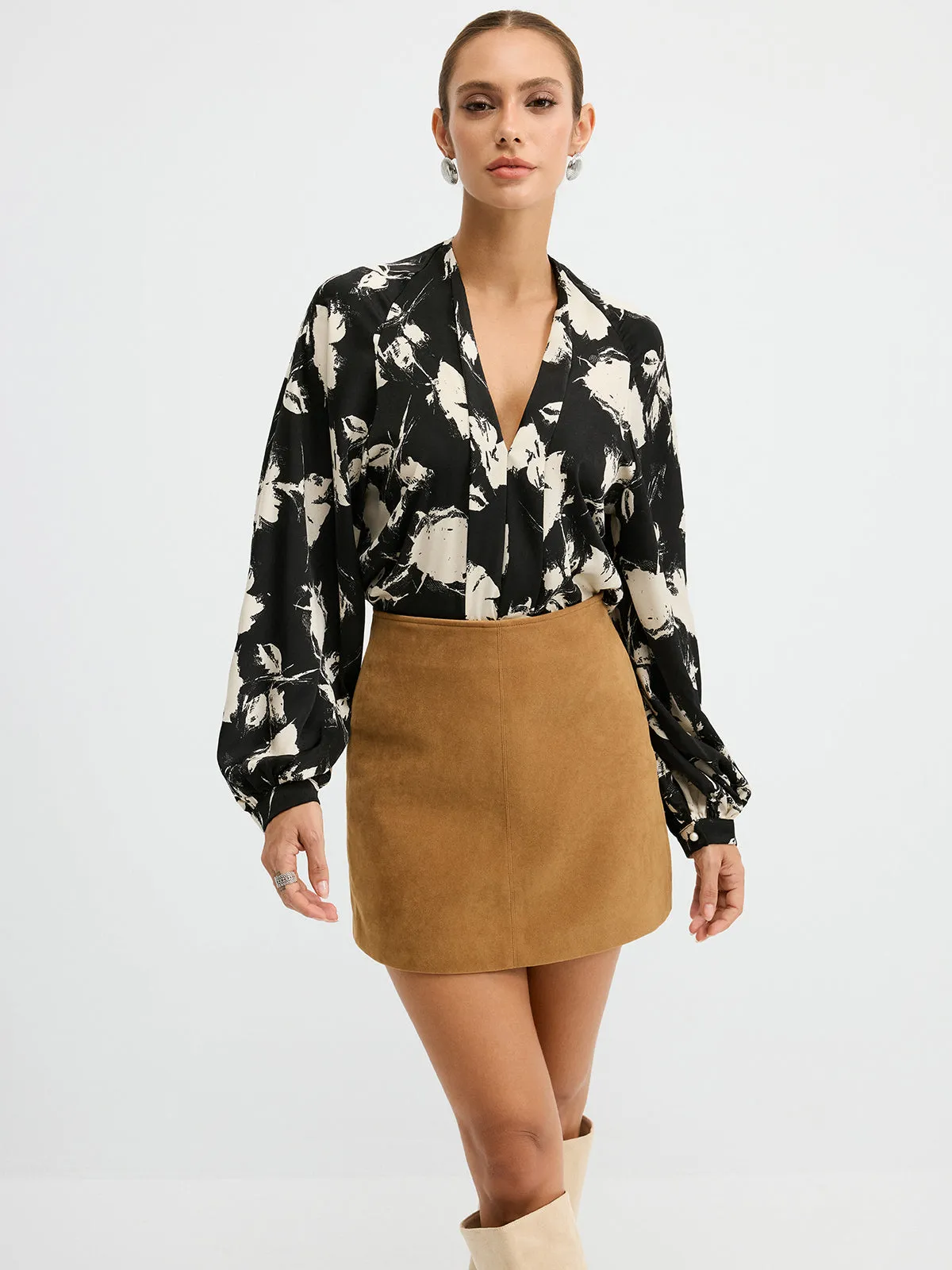 Lantern Sleeve Floral Print Shirt sold by COMMENSE product image thumbnail 2