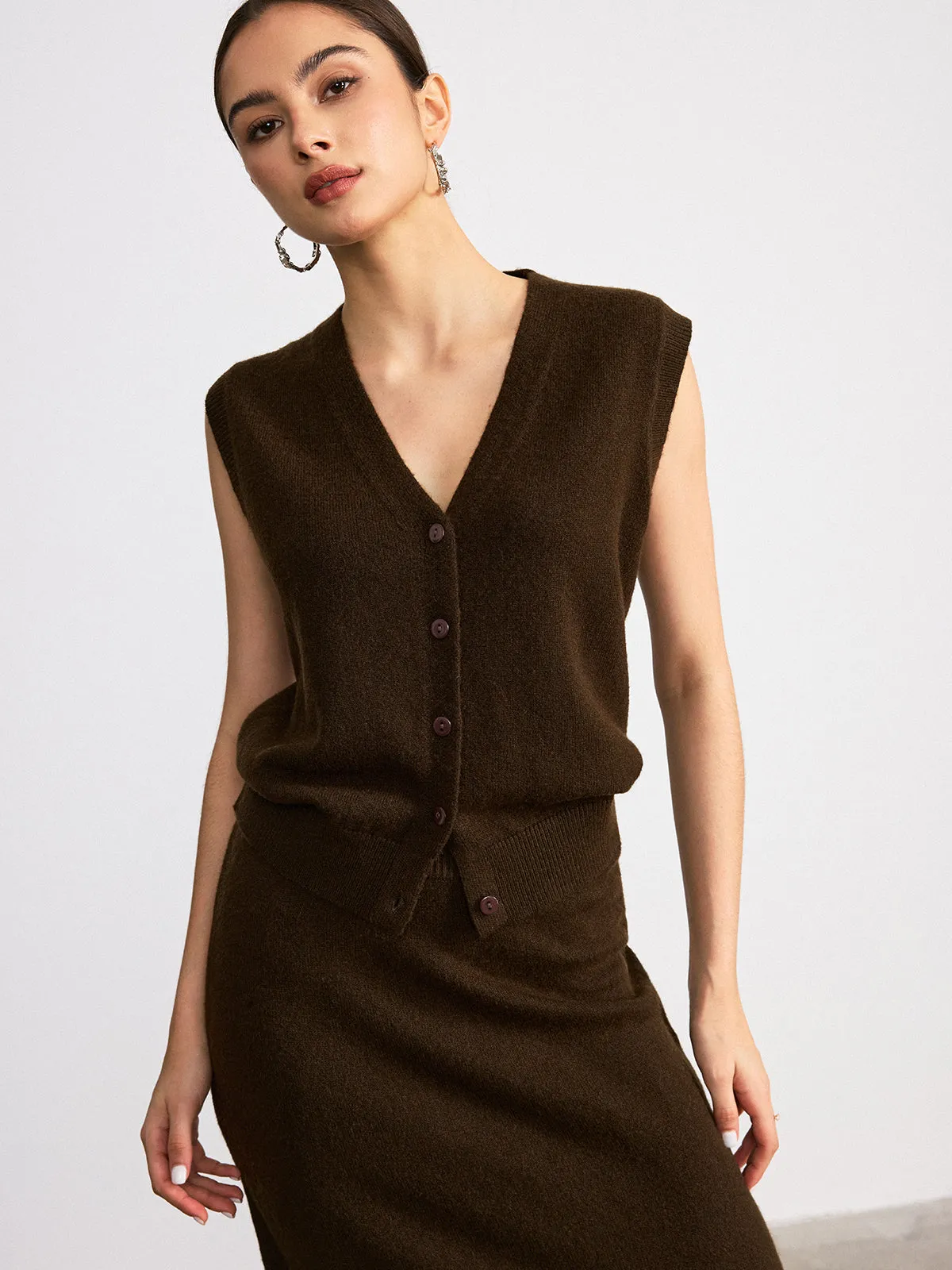 Wool Blend Knit Vest and Maxi Skirt Set sold by COMMENSE product image thumbnail 4