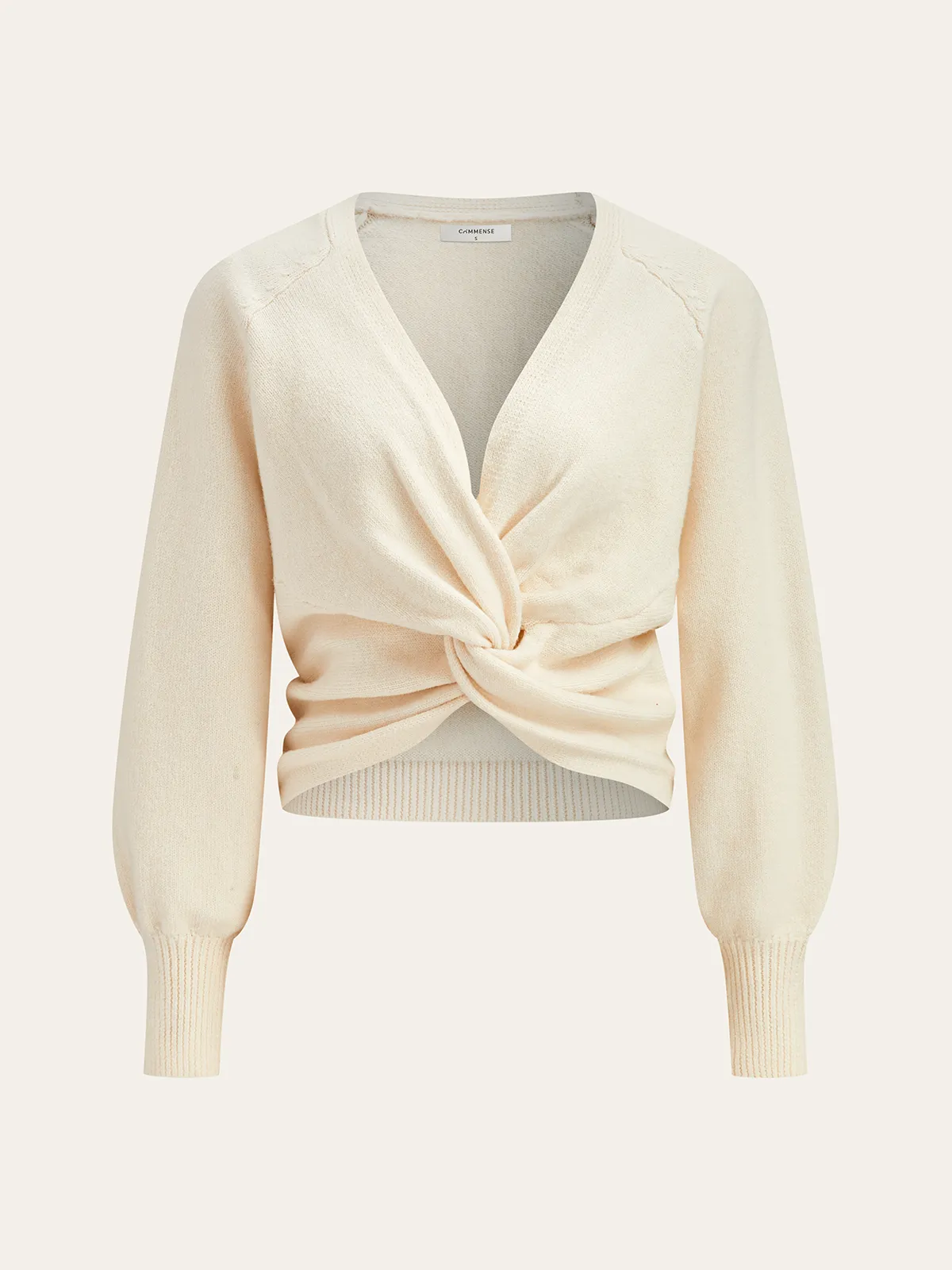 Twist V-Neck Leg-Of Mutton Sleeve Sweater sold by COMMENSE product image thumbnail 2