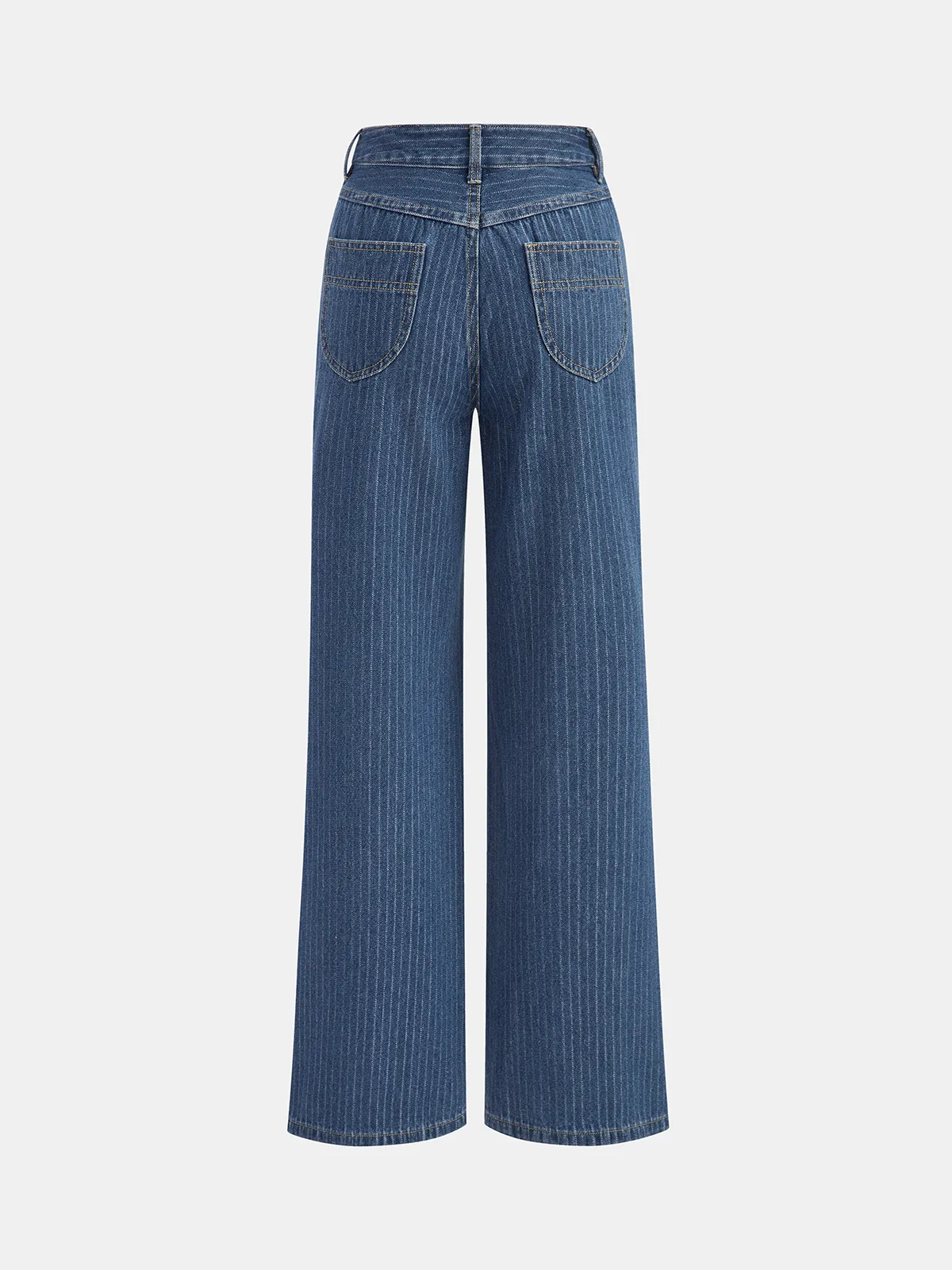 Pinstripe Mid-Waisted Straight-Leg Jeans sold by COMMENSE product image thumbnail 3