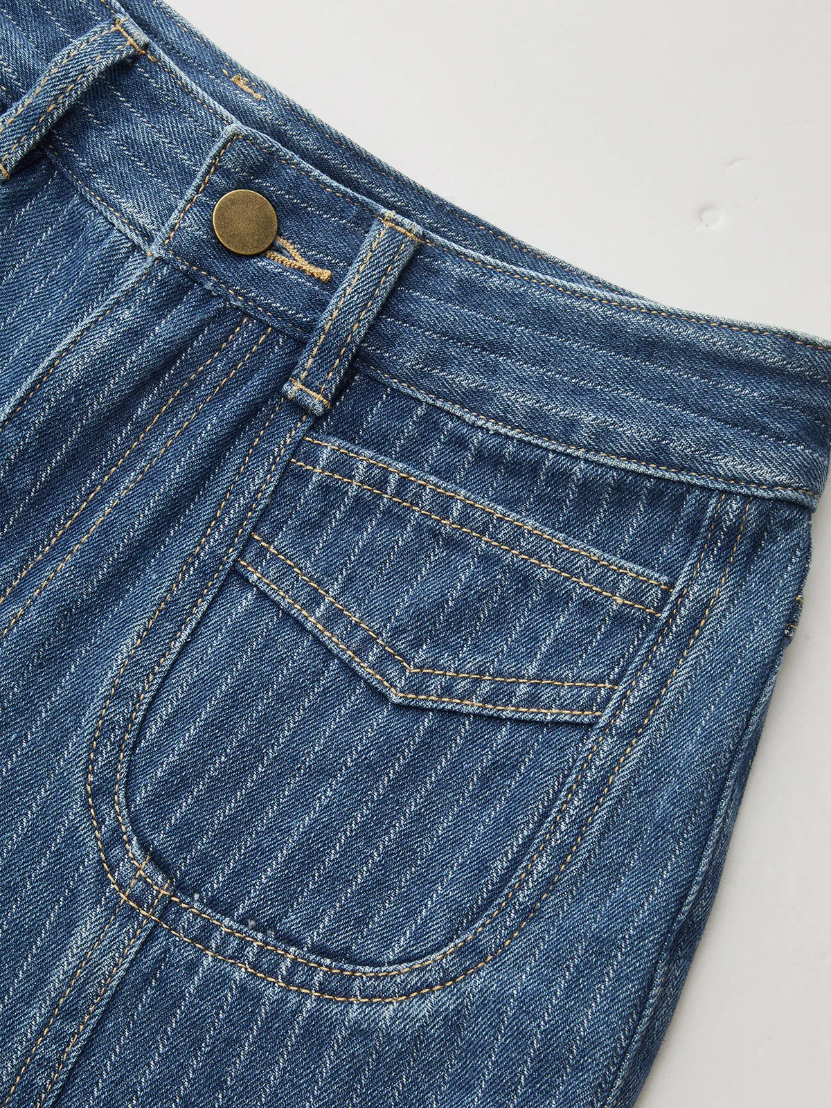 Pinstripe Mid-Waisted Straight-Leg Jeans sold by COMMENSE product image thumbnail 4