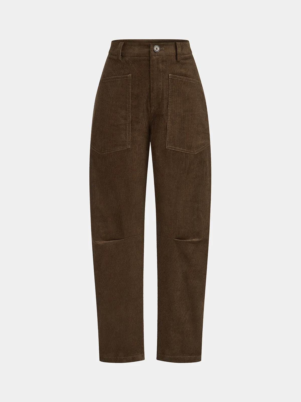 Corduroy Mid-Waist Curved-Leg Pants sold by COMMENSE