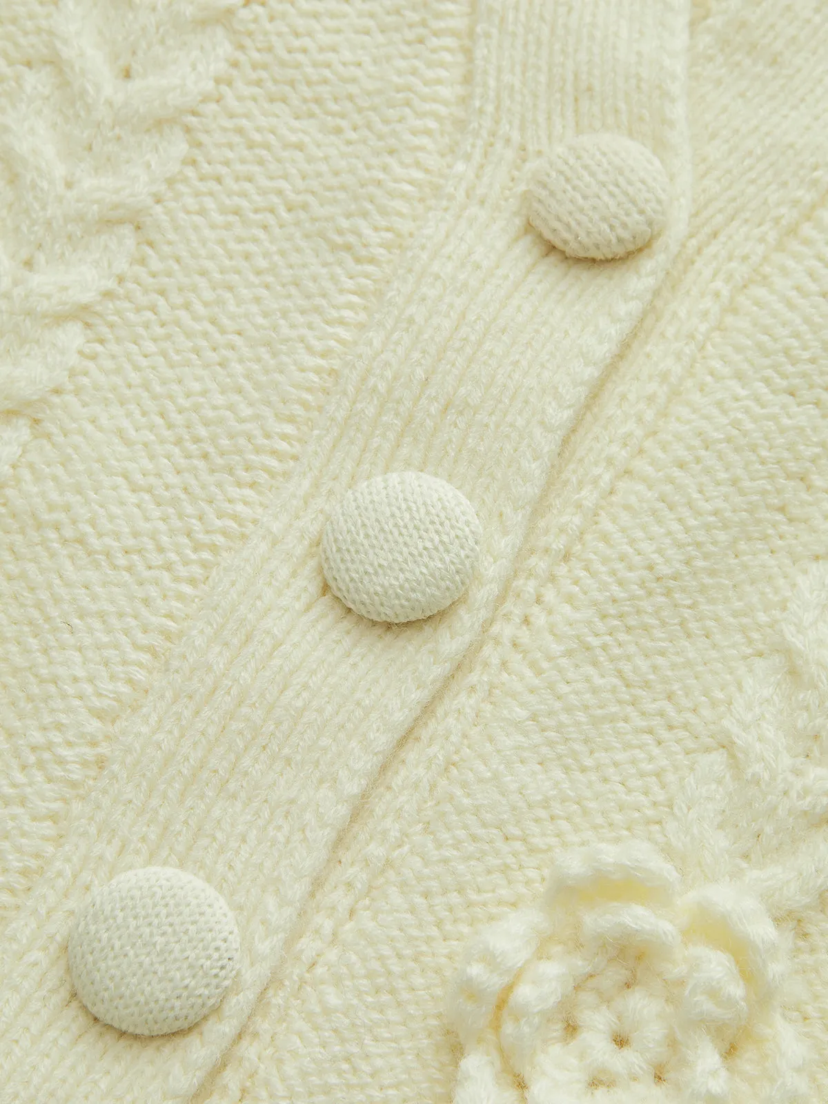 3D Floral Collared Cable Knit Top sold by COMMENSE product image thumbnail 3