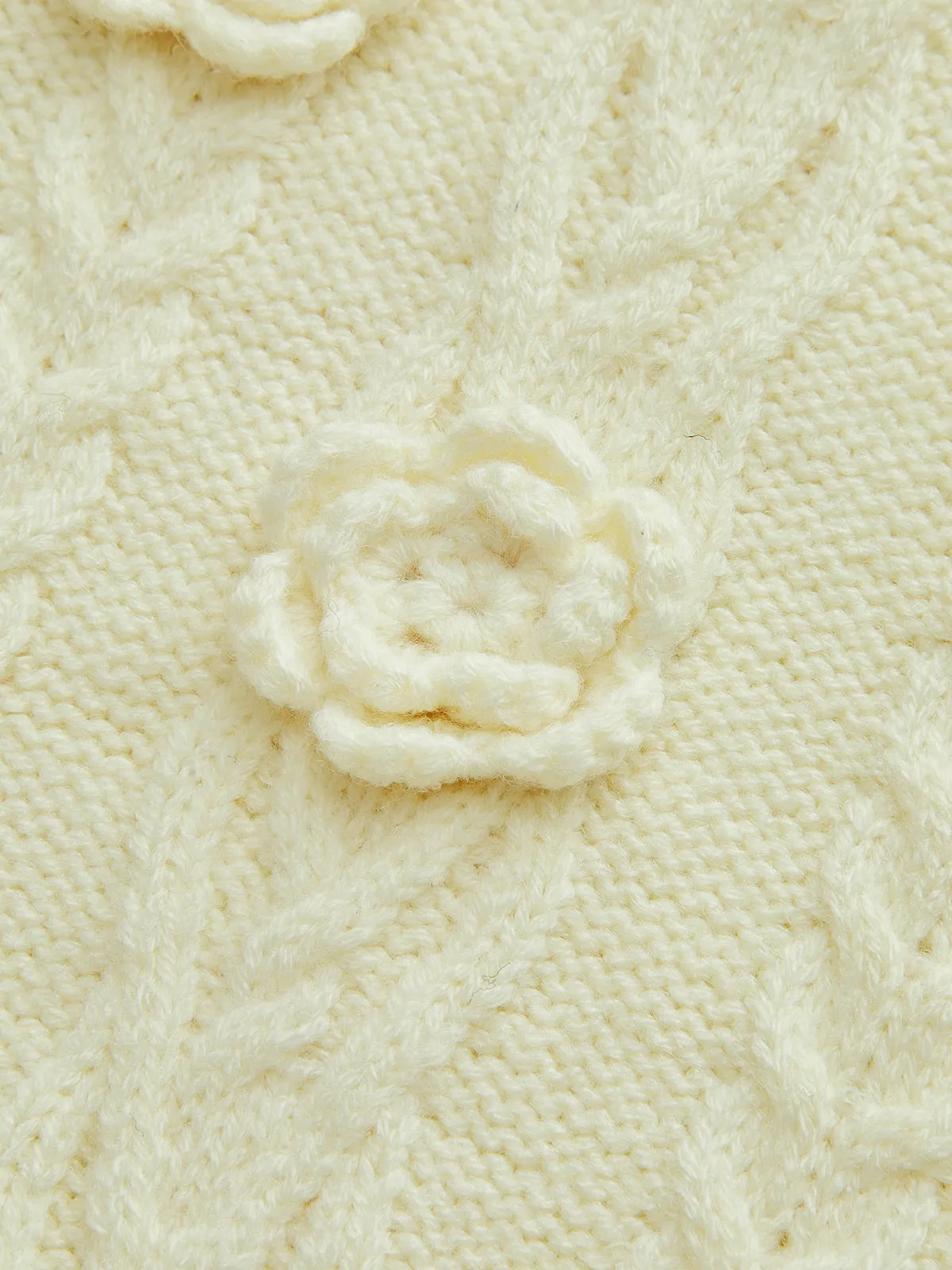 3D Floral Collared Cable Knit Top sold by COMMENSE product image thumbnail 4