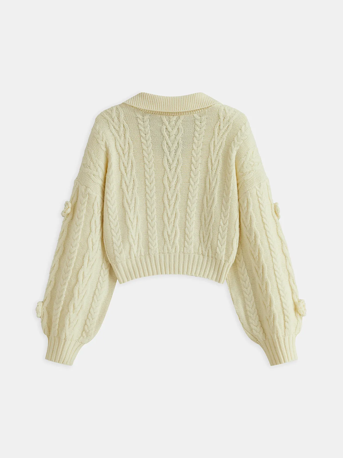 3D Floral Collared Cable Knit Top sold by COMMENSE product image thumbnail 2
