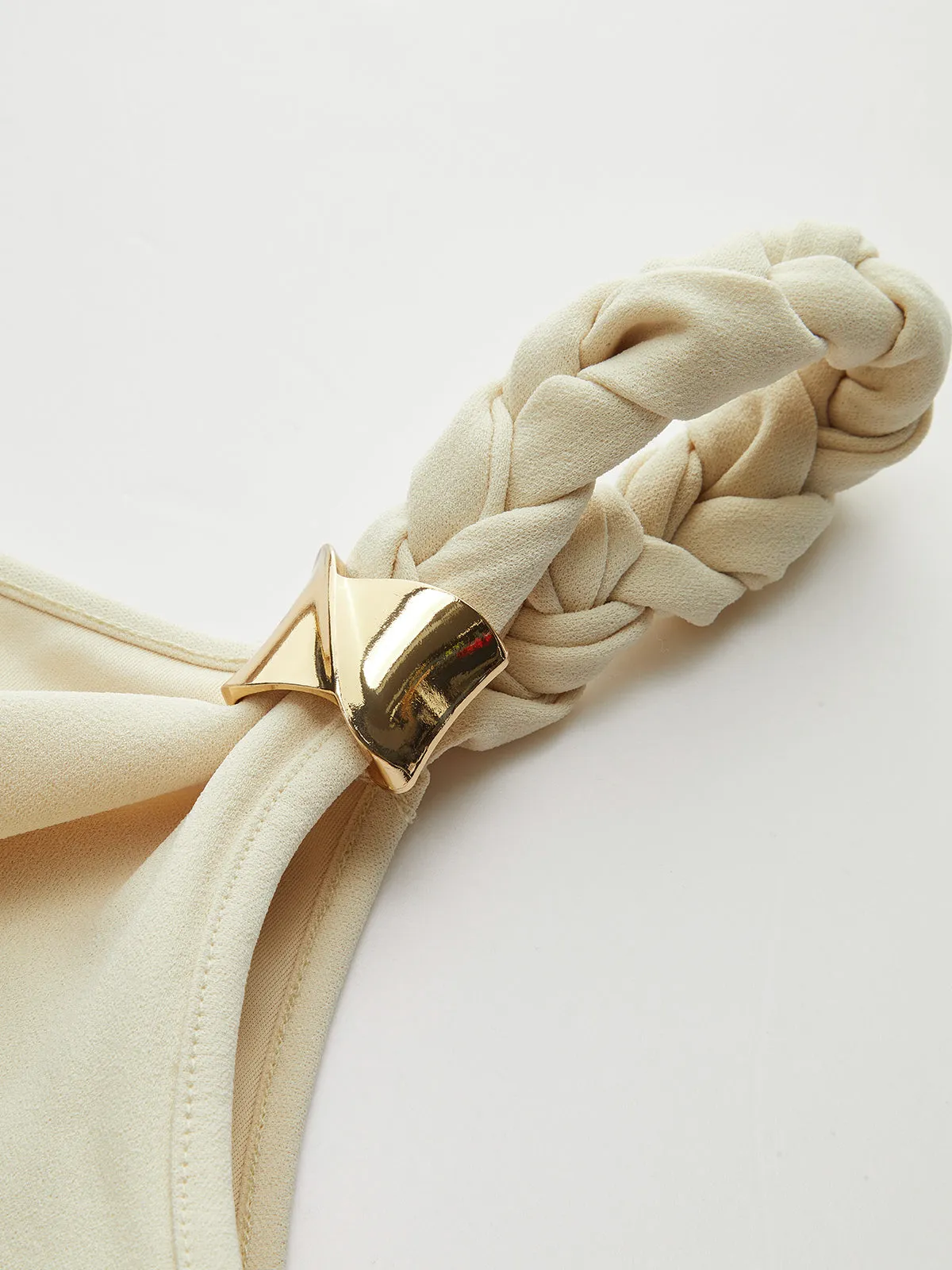 Braided Strap Draped Collar Crop Top sold by COMMENSE product image thumbnail 3