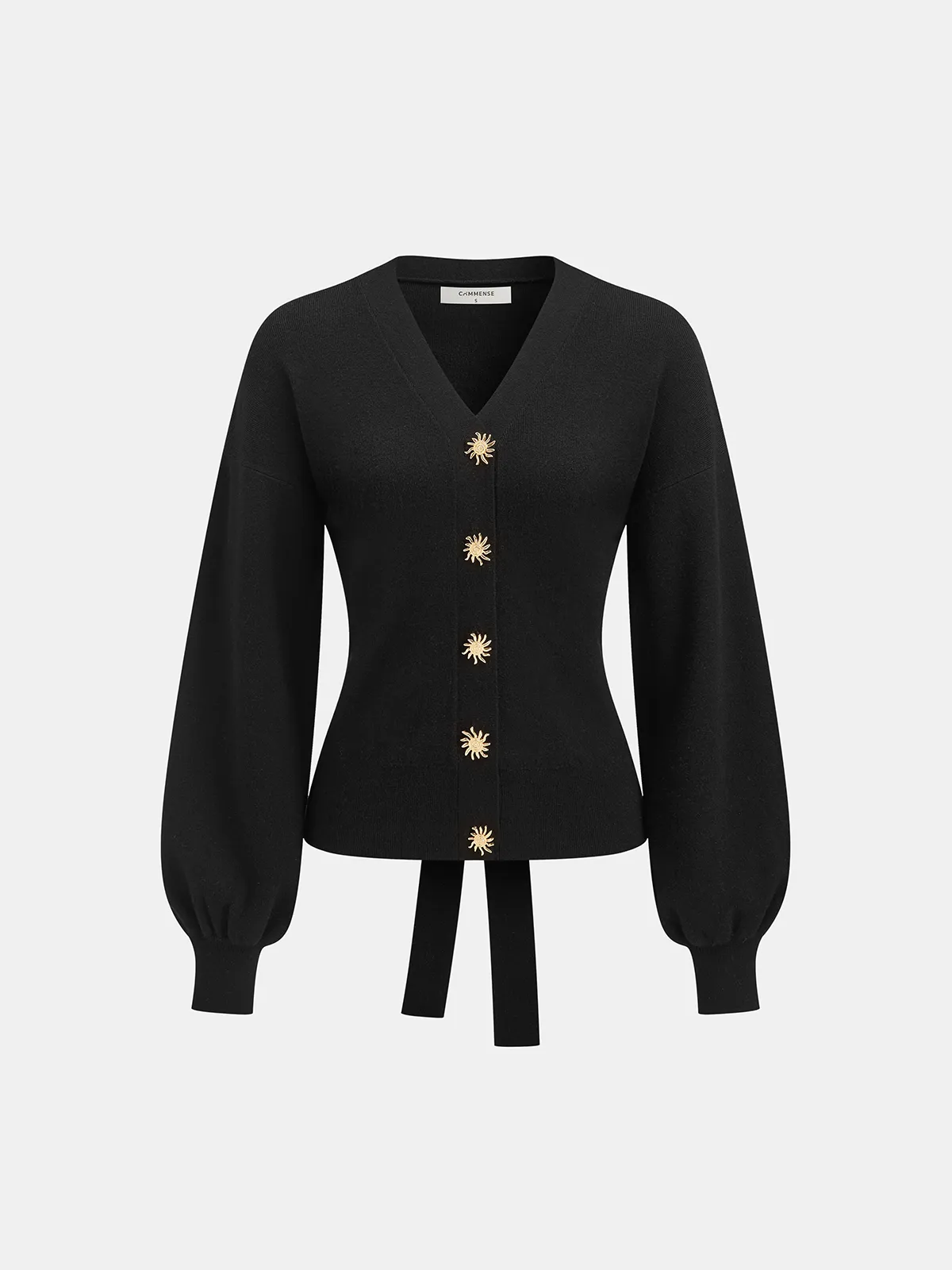 Metal Sun Button Tie-Back Cardigan sold by COMMENSE product image thumbnail 2