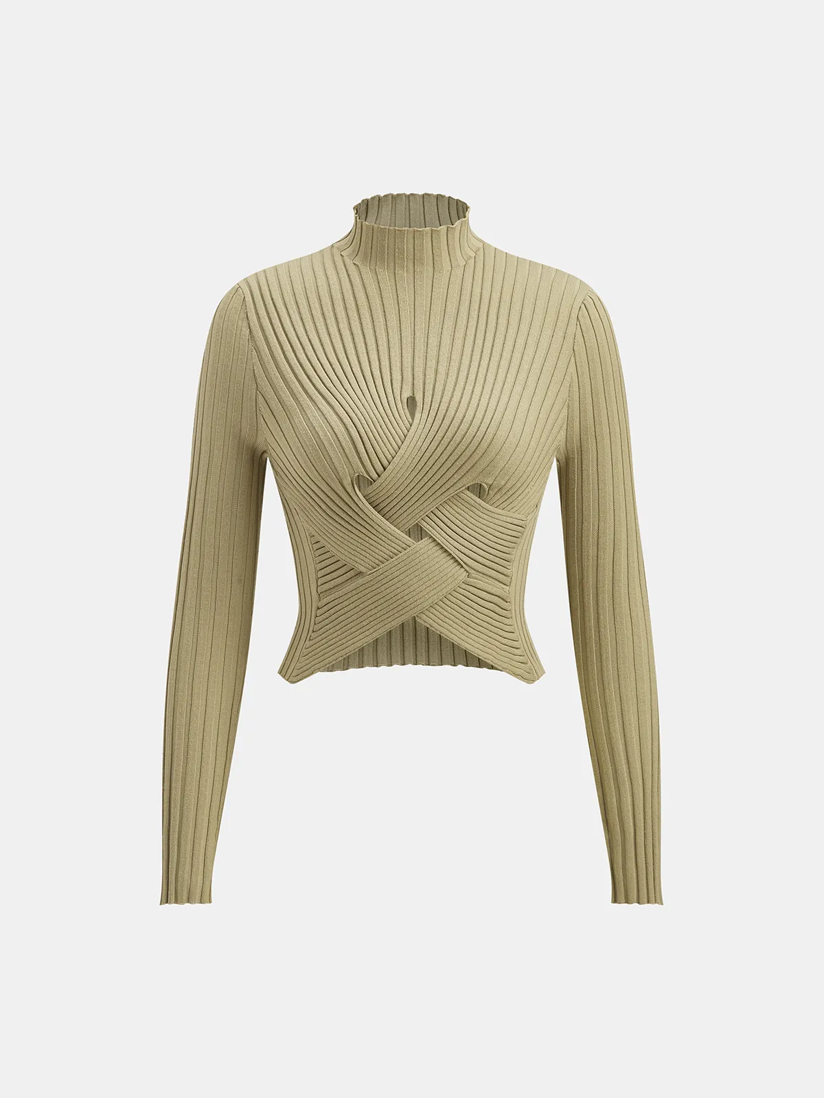 Mock Neck Cross-Over Crop Top and Midi Skirt Set sold by COMMENSE product image thumbnail 2