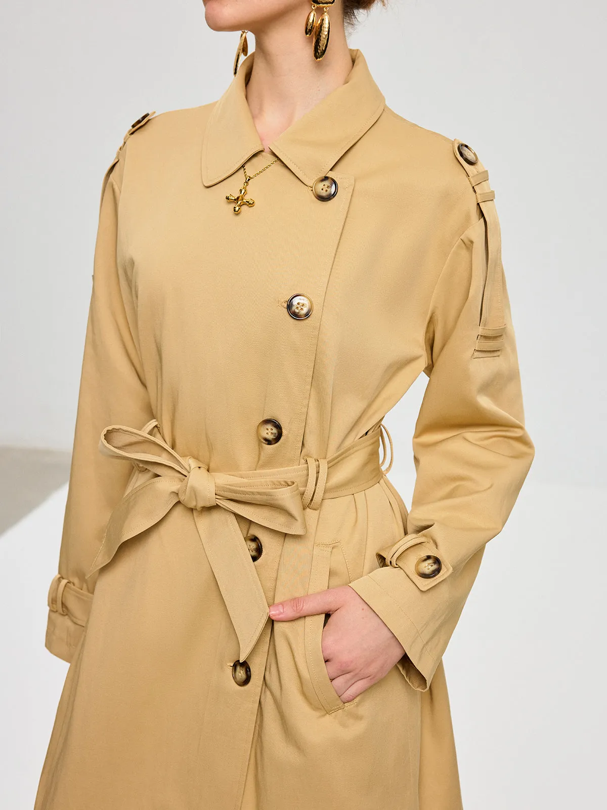 Convertible Cape Design Trench Coat sold by COMMENSE product image thumbnail 4
