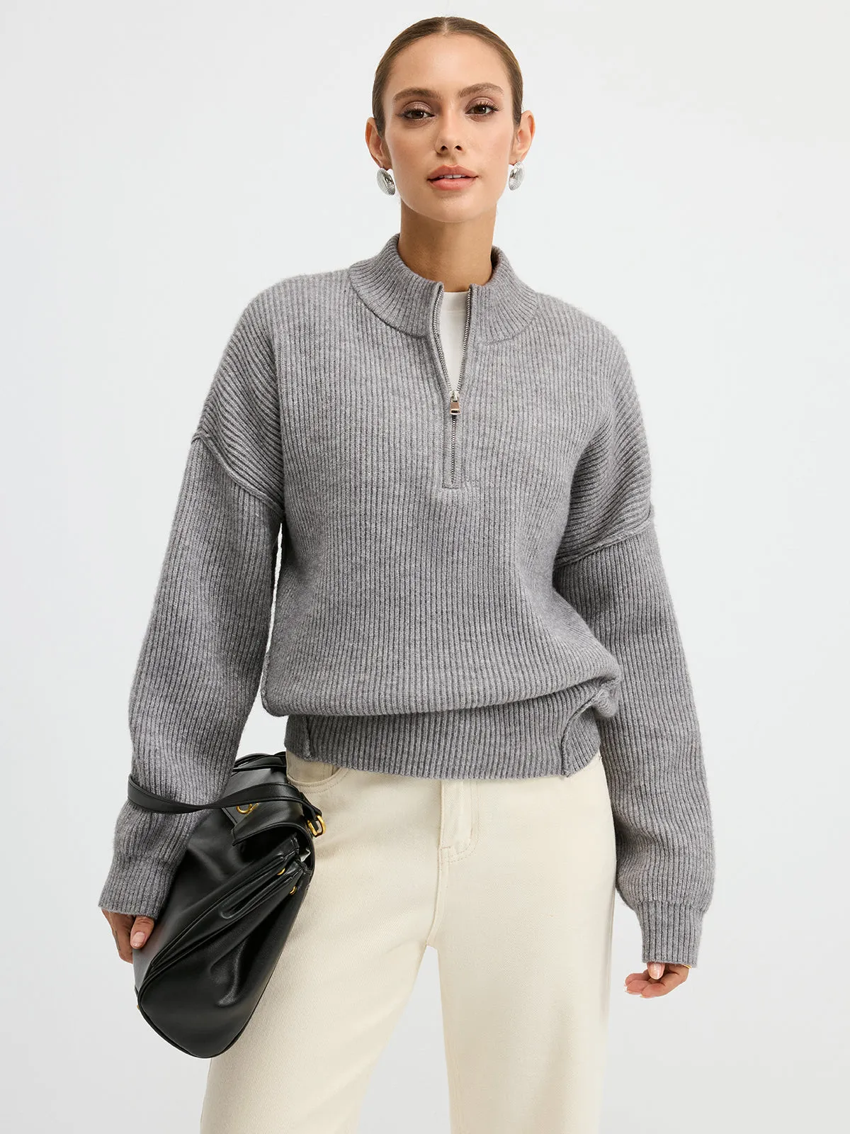 Wool Blend Half-Zip Sweater sold by COMMENSE product image thumbnail 5