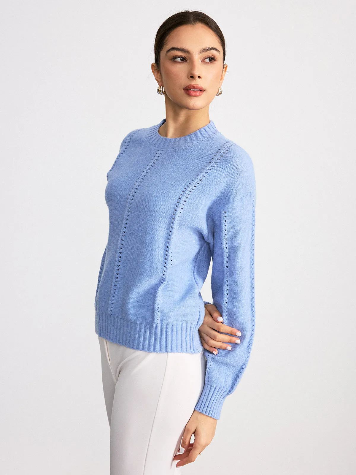 Eyelet Detail Crew Neck Sweater sold by COMMENSE product image thumbnail 2