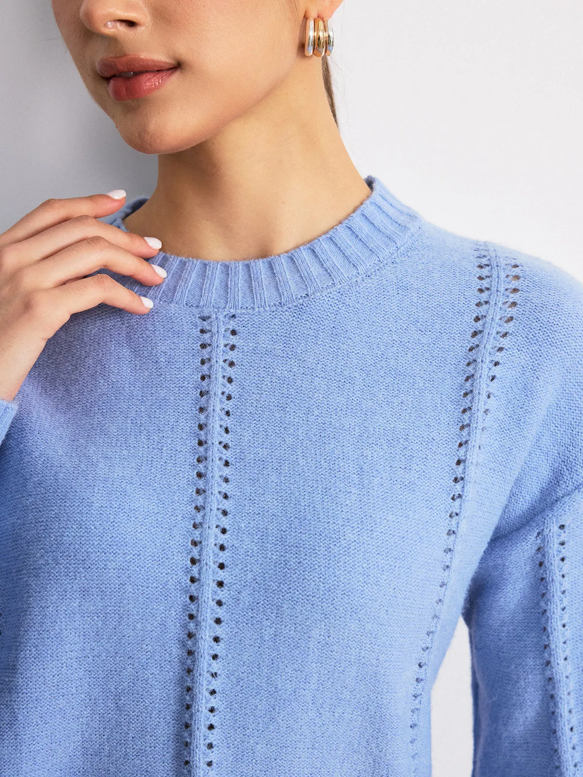 Eyelet Detail Crew Neck Sweater sold by COMMENSE product image thumbnail 3