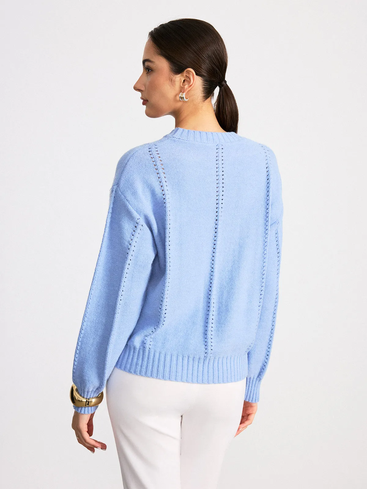 Eyelet Detail Crew Neck Sweater sold by COMMENSE product image thumbnail 4