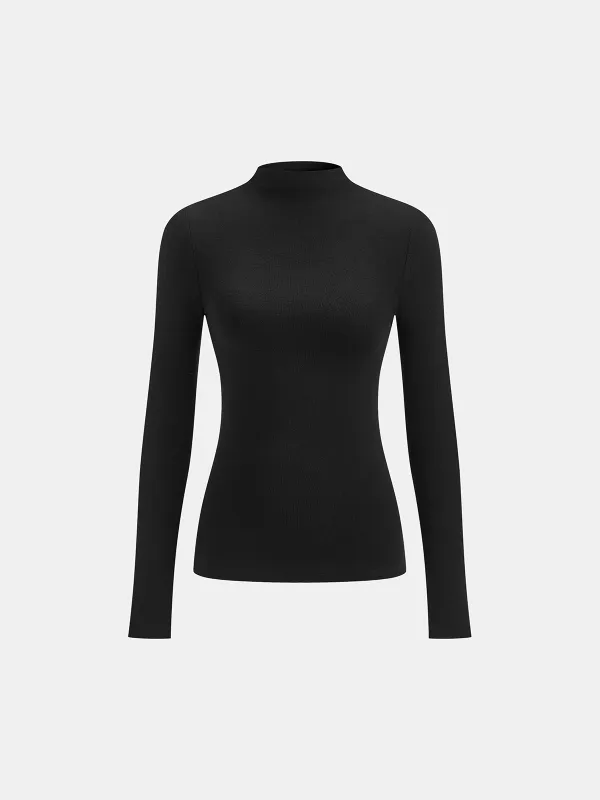 Slim Fit Mock Neck Long Sleeve T-Shirt sold by COMMENSE