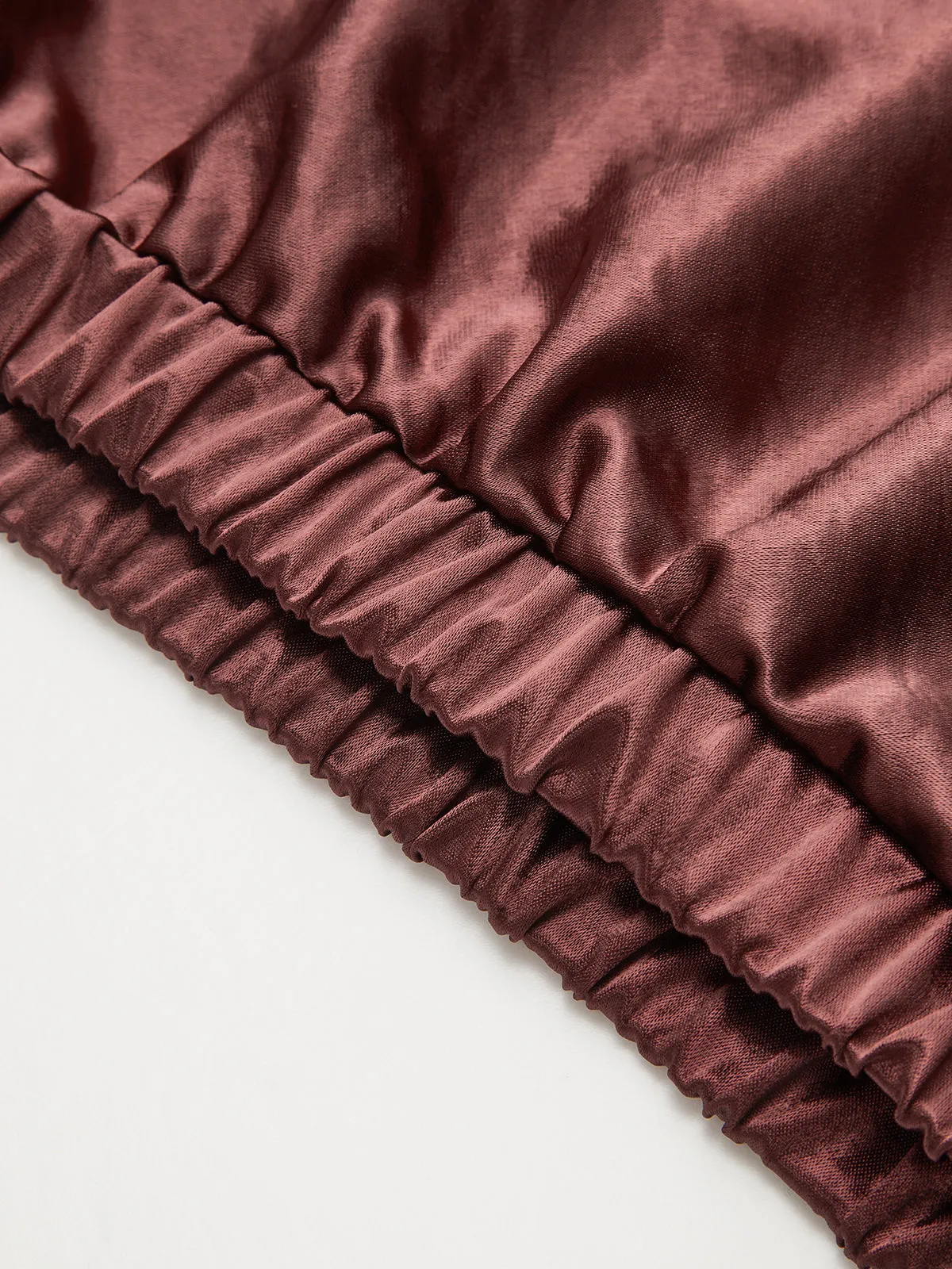 Satin Cowl Neck Cropped Cinched Blouse sold by COMMENSE product image thumbnail 4