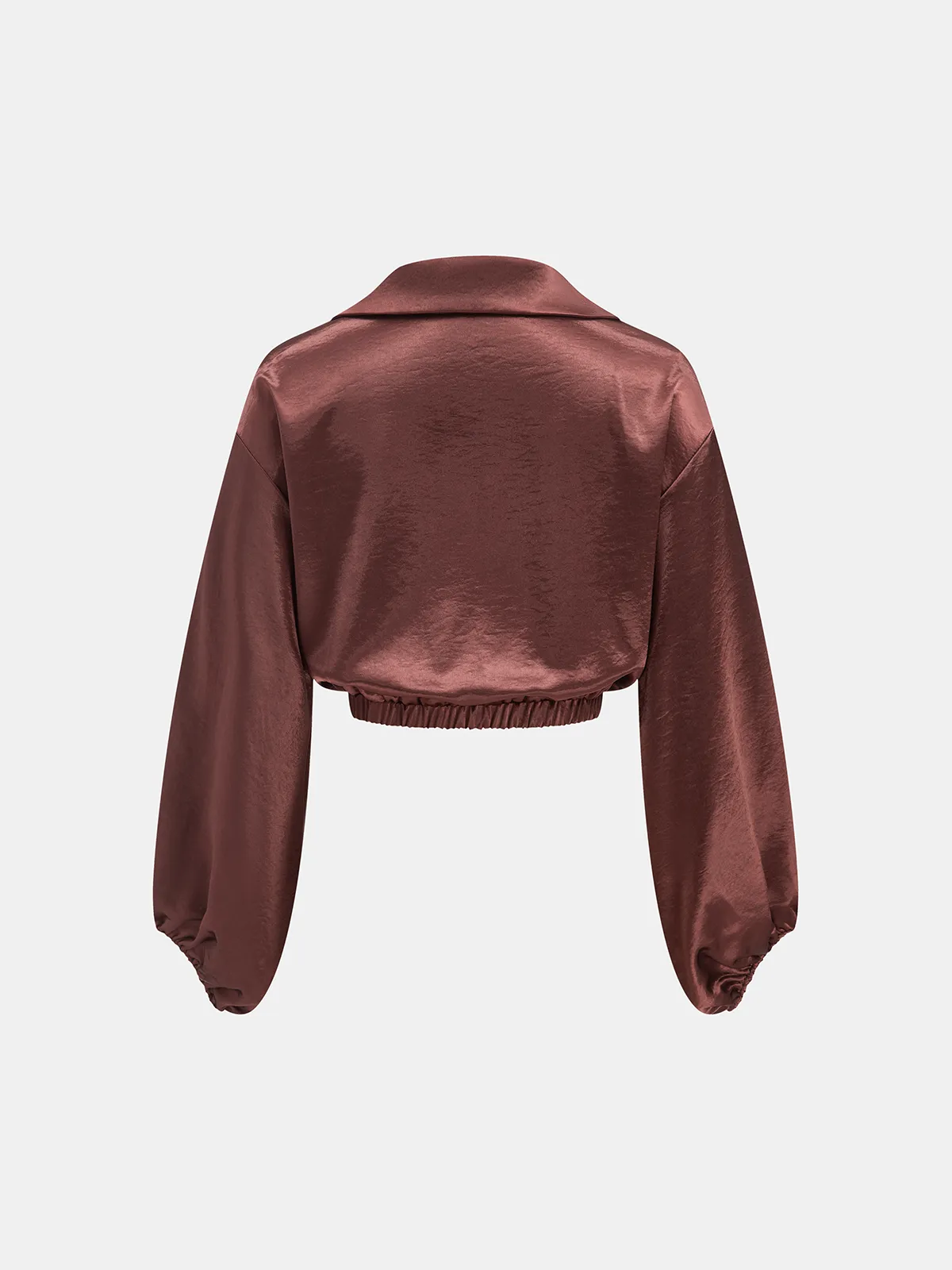 Satin Cowl Neck Cropped Cinched Blouse sold by COMMENSE product image thumbnail 2