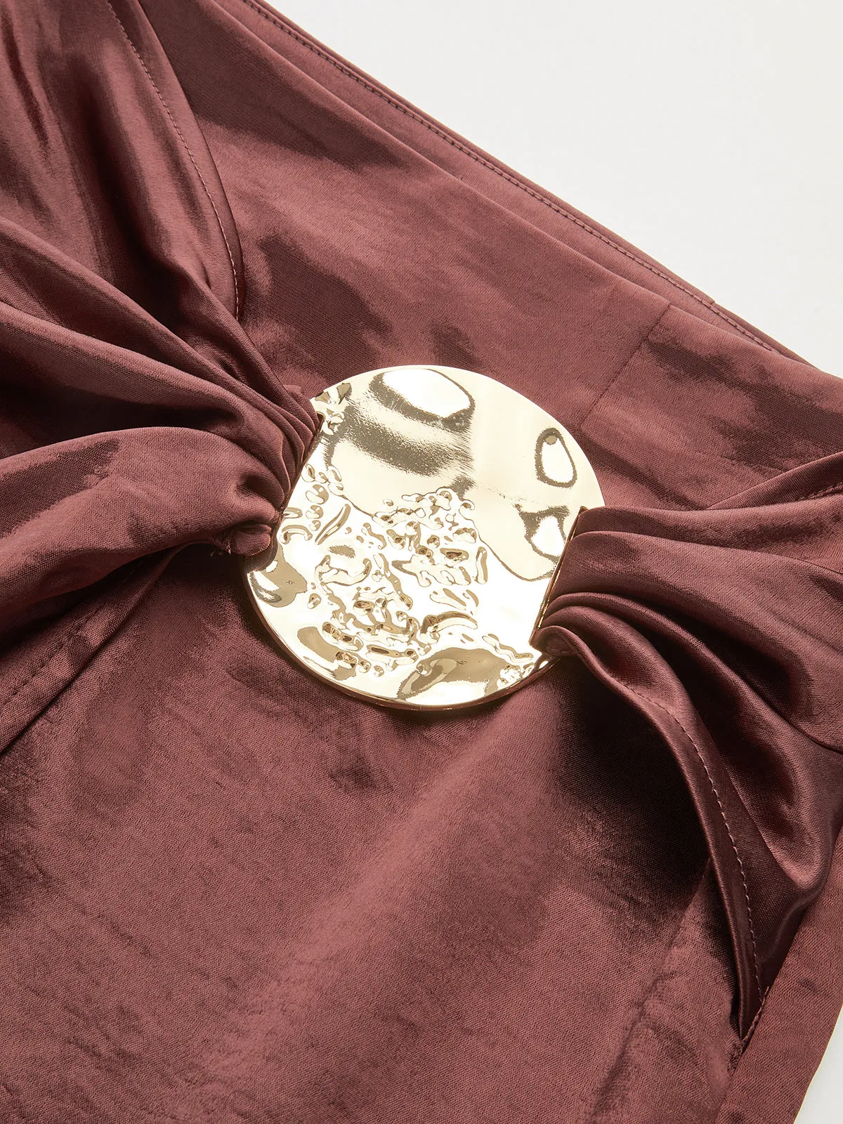 Metal Detail Satin Slit Midi Skirt sold by COMMENSE product image thumbnail 2