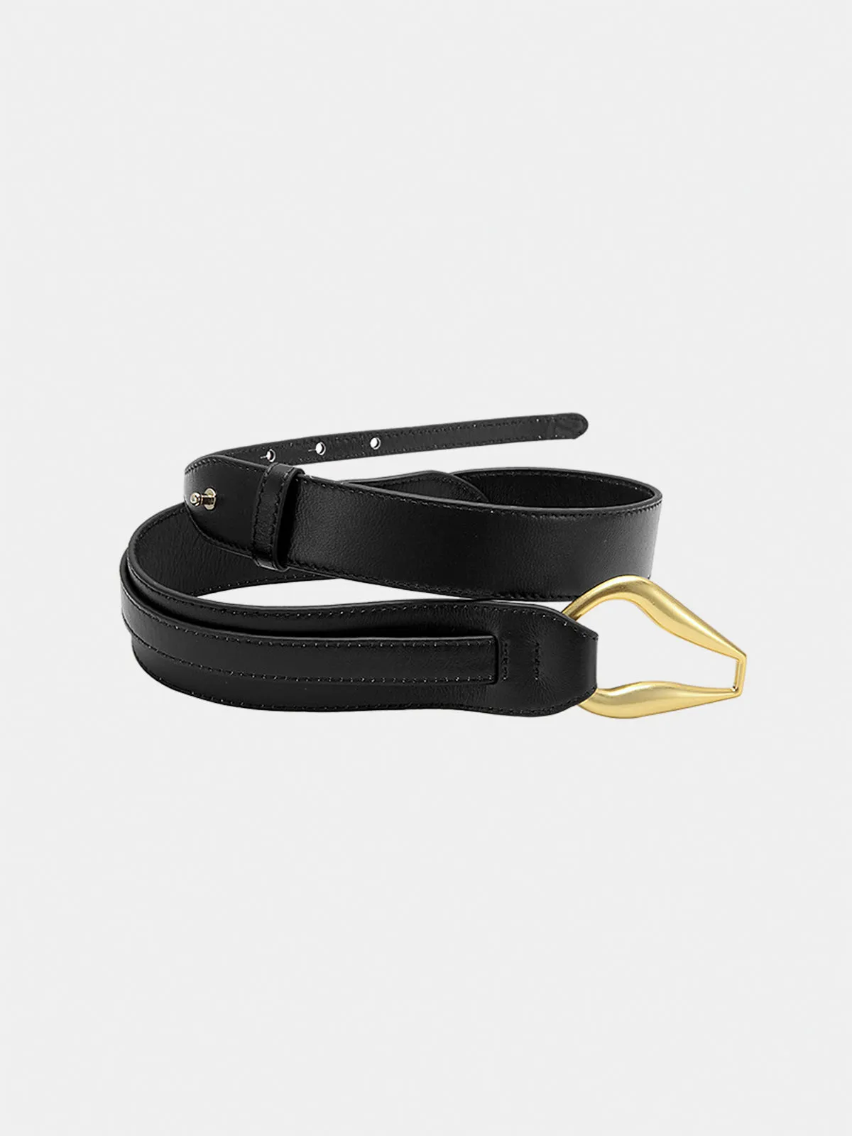 Golden Irregular Buckle Wide Leather Belt sold by COMMENSE product image thumbnail 2