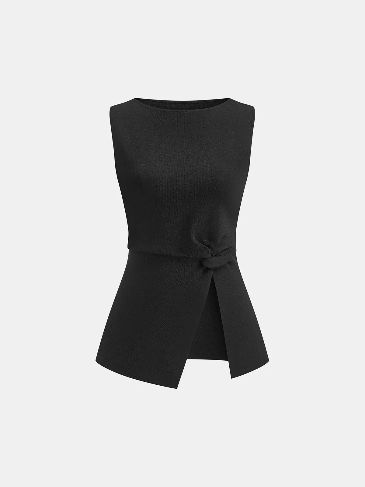 Asymmetric Hem Twist Detail Sleeveless Top sold by COMMENSE