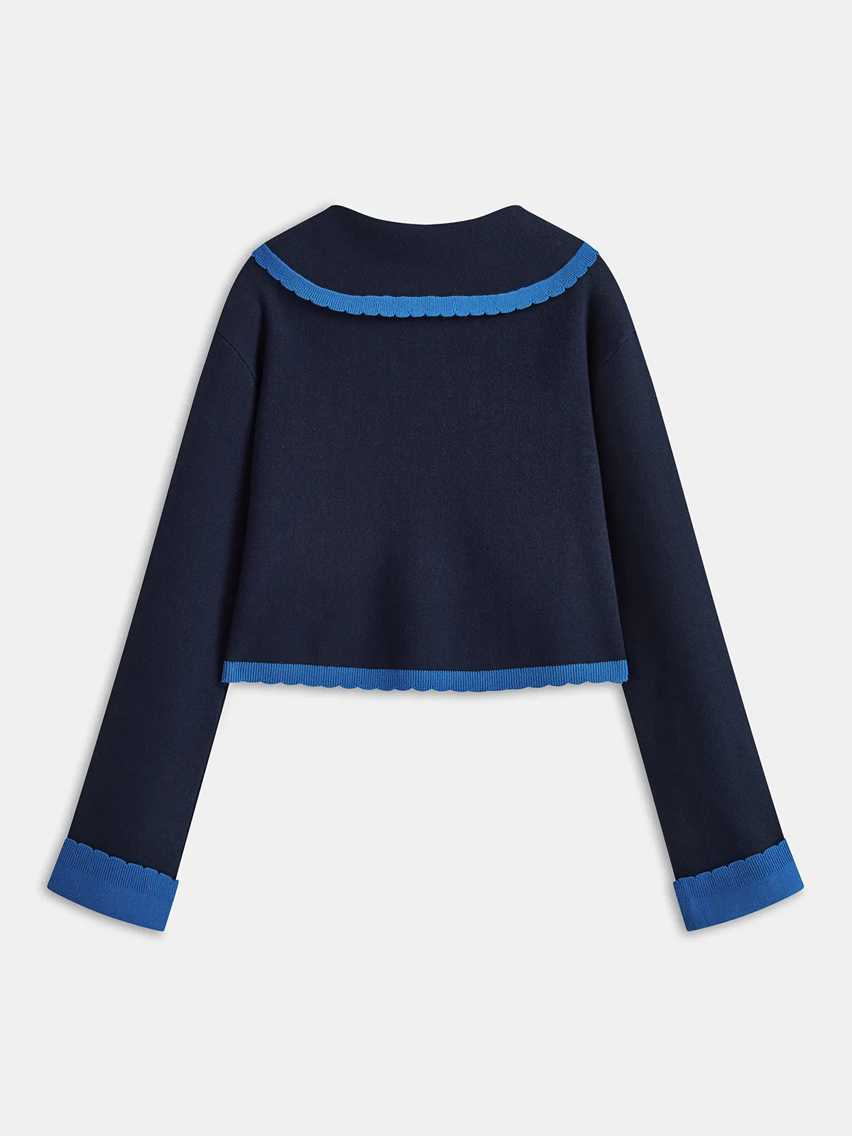 Contrast Trim Scallop Collar Cardigan sold by COMMENSE product image thumbnail 2