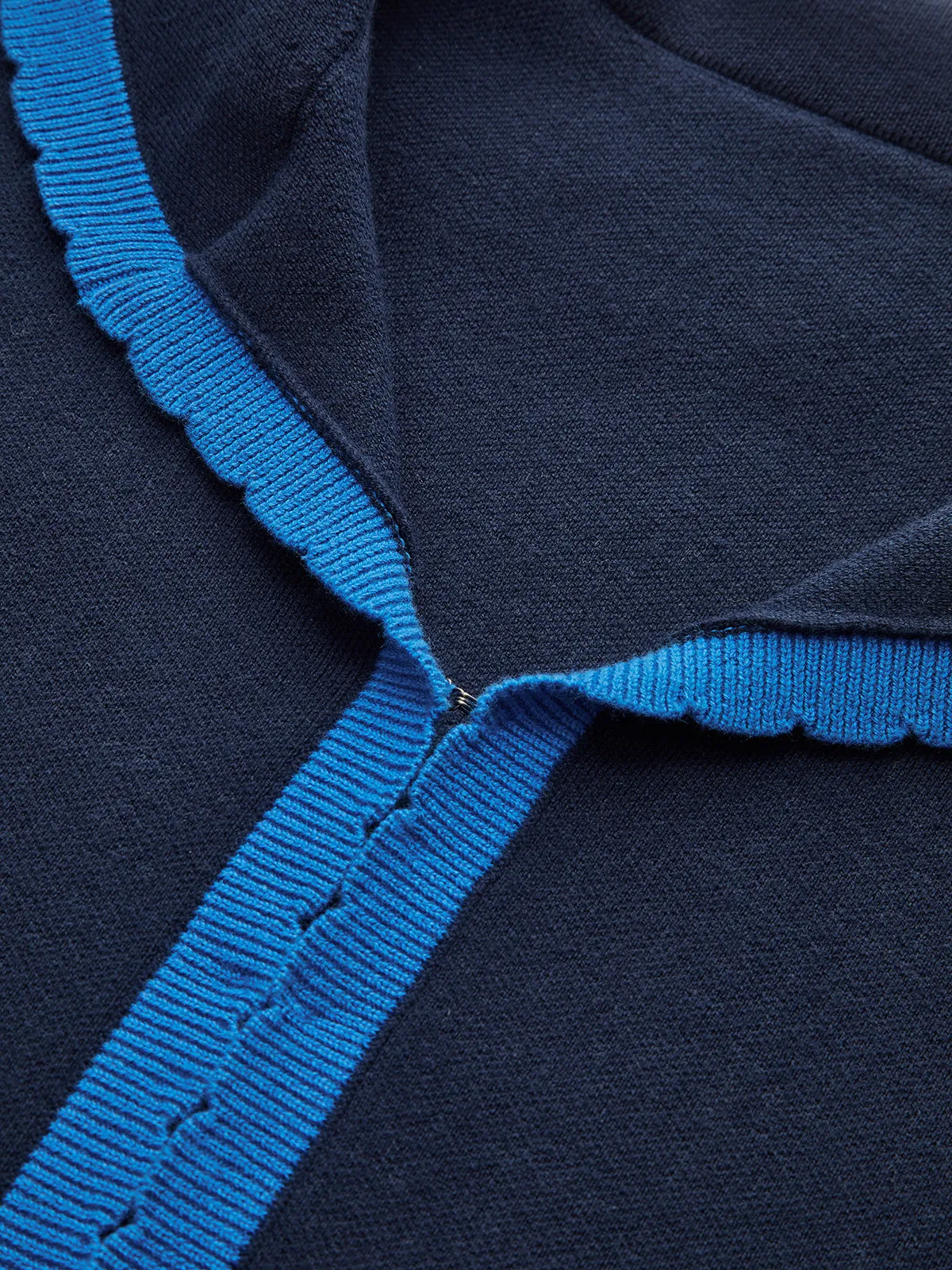 Contrast Trim Scallop Collar Cardigan sold by COMMENSE product image thumbnail 3