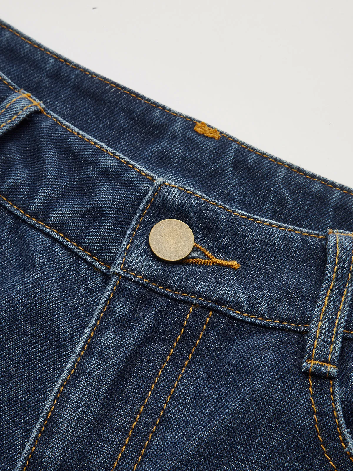 Mid-Waisted Denim Curved-Leg Pants sold by COMMENSE product image thumbnail 3