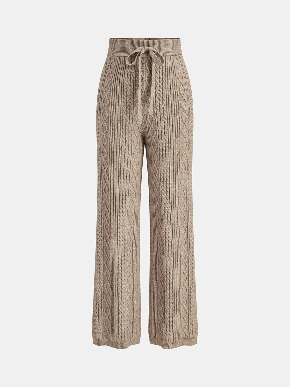 Mid-Waist Drawstring Cable Knit Pants sold by COMMENSE