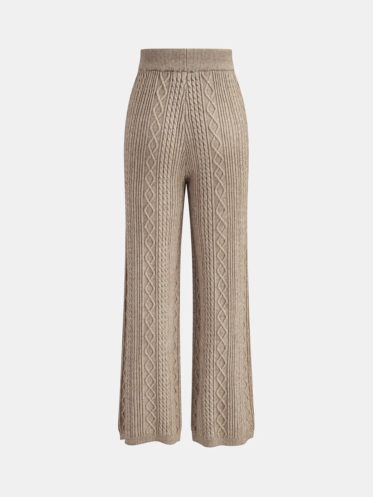 Mid-Waist Drawstring Cable Knit Pants sold by COMMENSE product image thumbnail 3