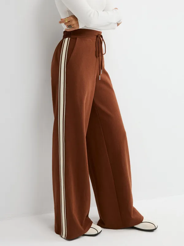 Side-Stripe Drawstring Mid-Waist Sweatpants sold by COMMENSE