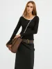 Contrast Trim Decor Button Asymmetric Collar Top sold by COMMENSE