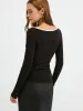 Contrast Trim Decor Button Asymmetric Collar Top sold by COMMENSE