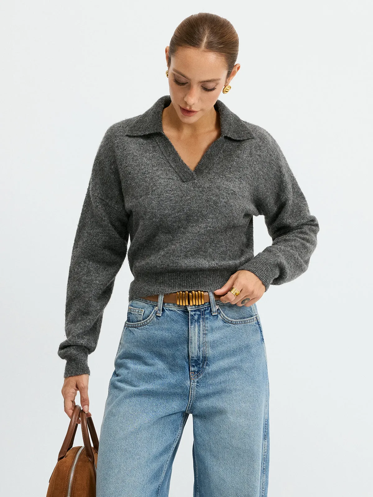 Wool Blend Polo Collar Casual Sweater sold by COMMENSE product image thumbnail 3