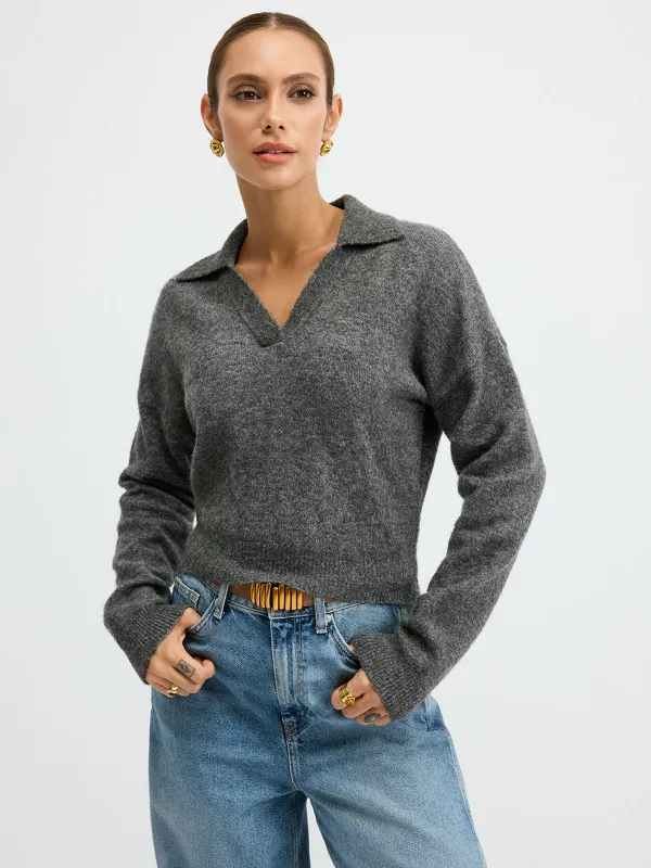 Wool Blend Polo Collar Casual Sweater sold by COMMENSE