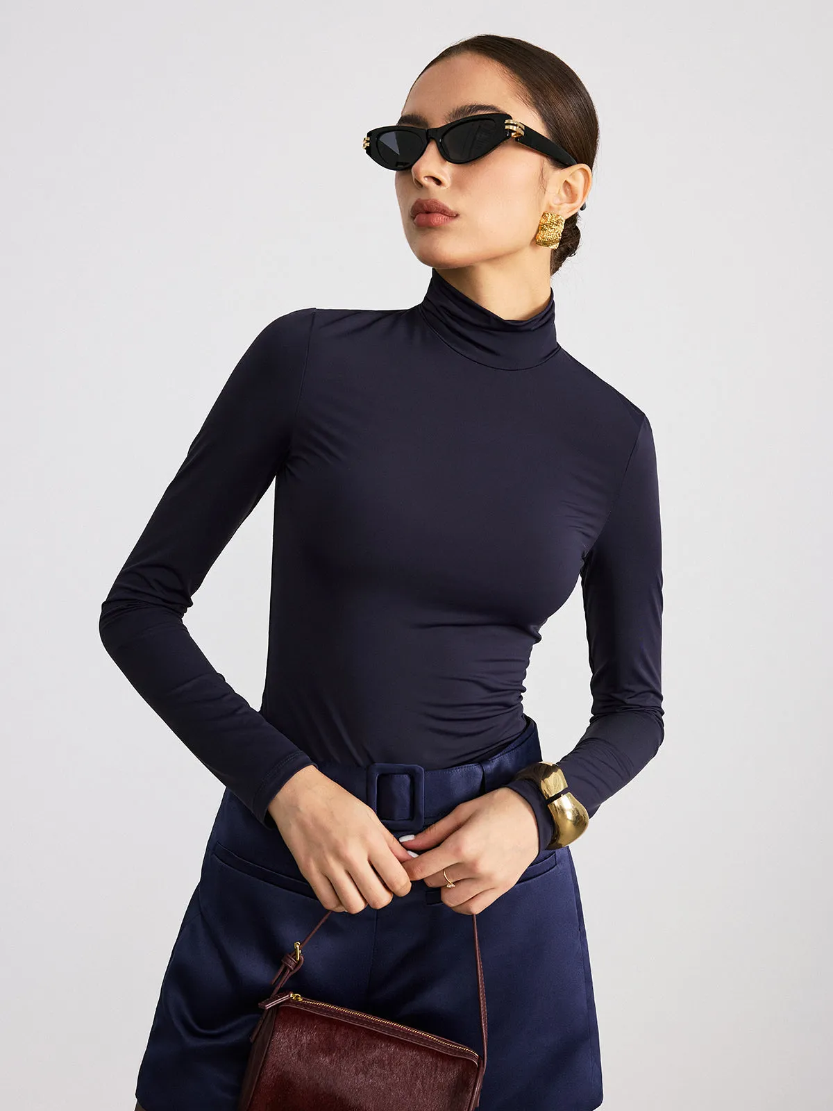 Turtleneck Slim Fit Long Sleeve T-Shirt sold by COMMENSE product image thumbnail 2