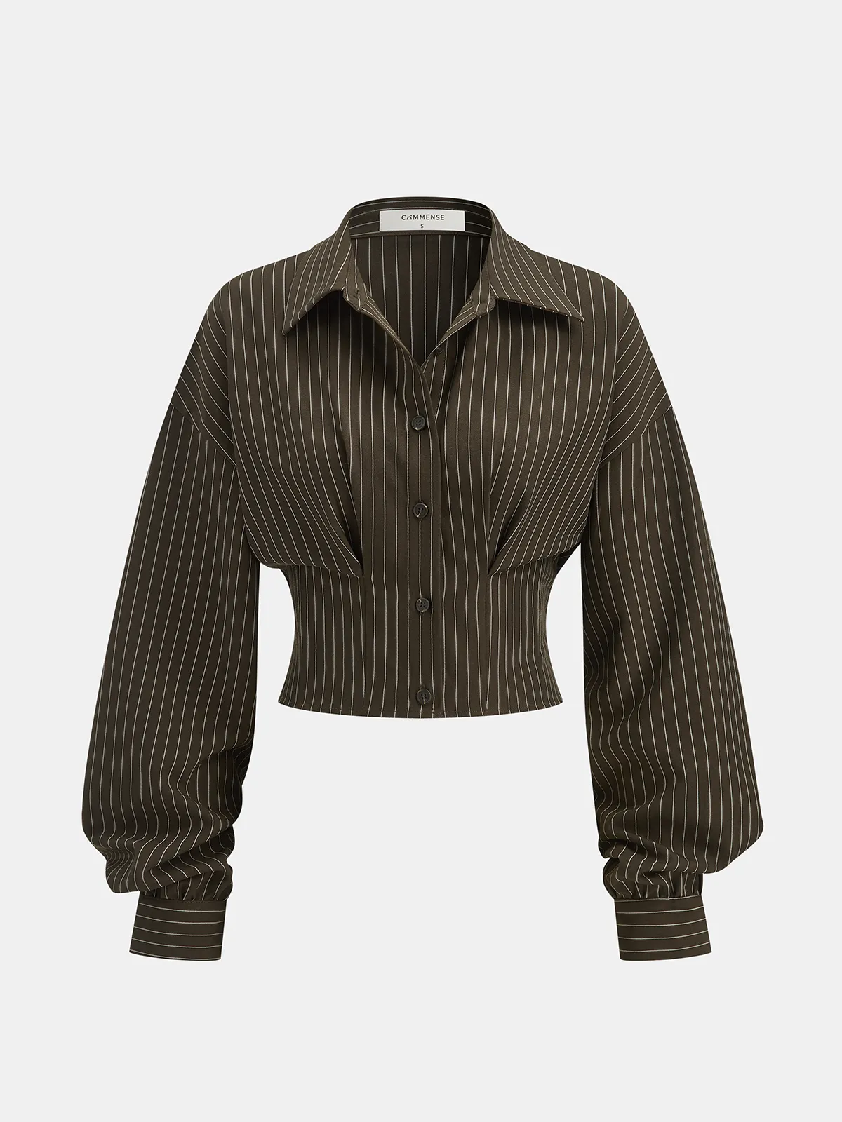 Cinched Waist Striped Shirt sold by COMMENSE