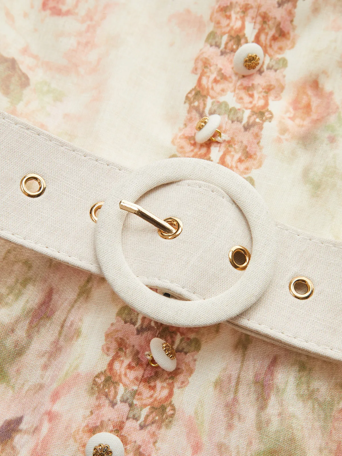 Leg-Of-Mutton Sleeve Floral Print Belted Maxi Dress sold by COMMENSE product image thumbnail 3