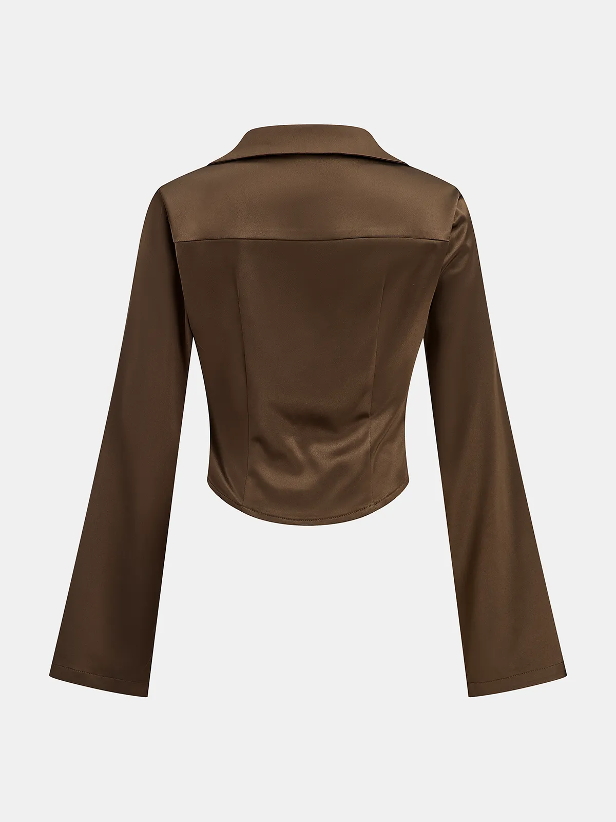 Satin Cowl Neck Long Sleeve Shirt sold by COMMENSE product image thumbnail 2