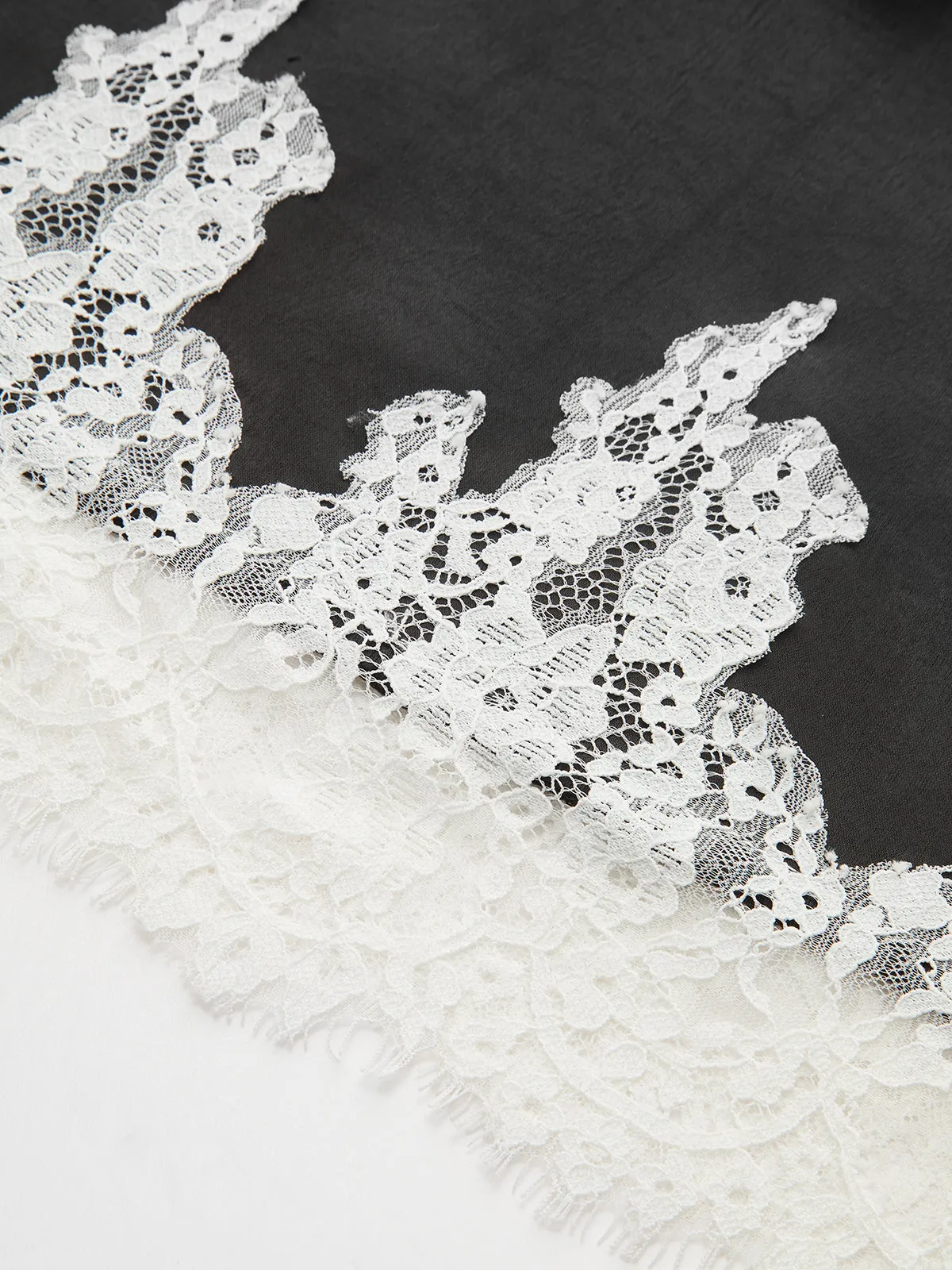 Lace Trim Satin Maxi Skirt sold by COMMENSE product image thumbnail 3