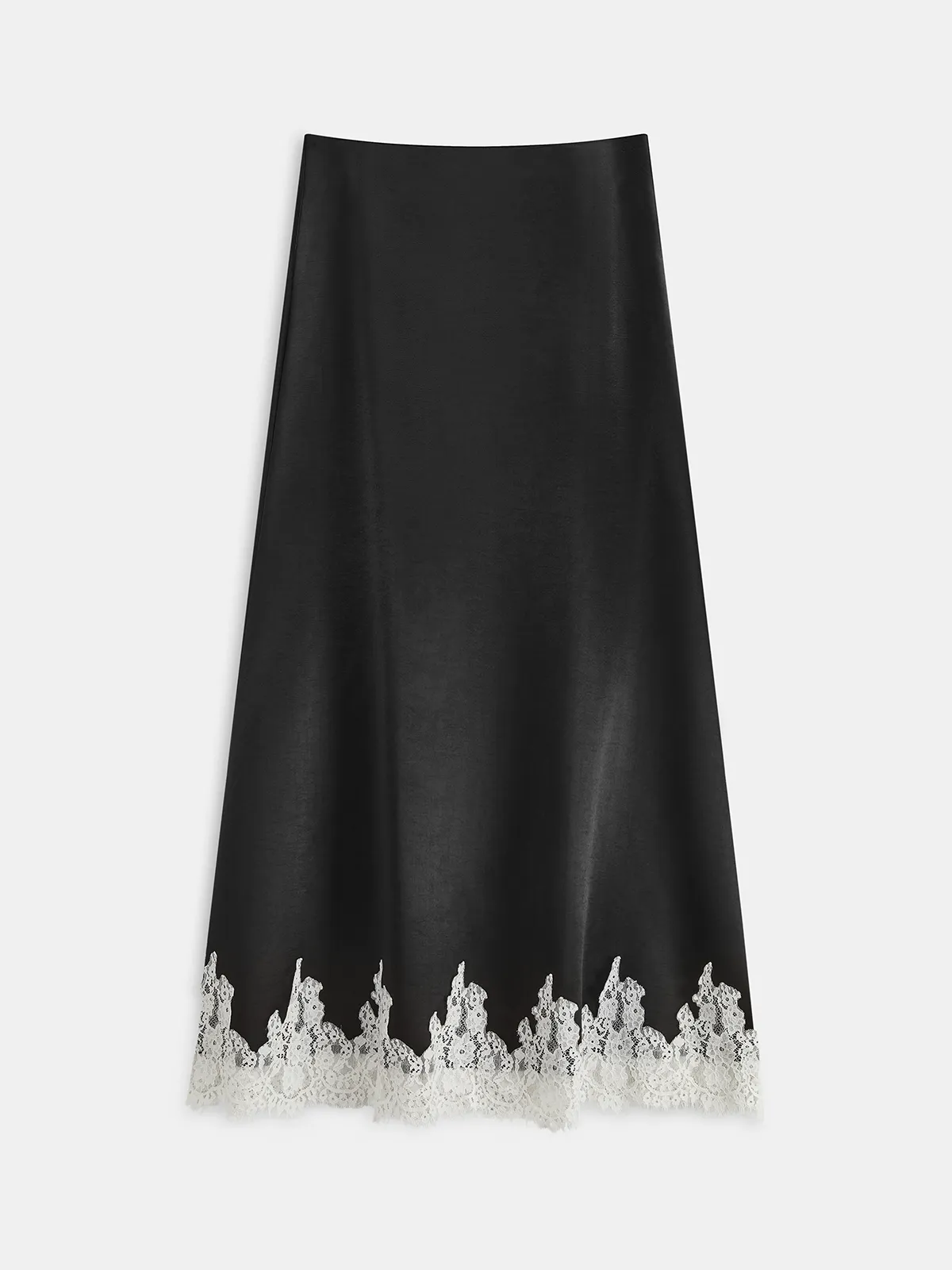 Lace Trim Satin Maxi Skirt sold by COMMENSE