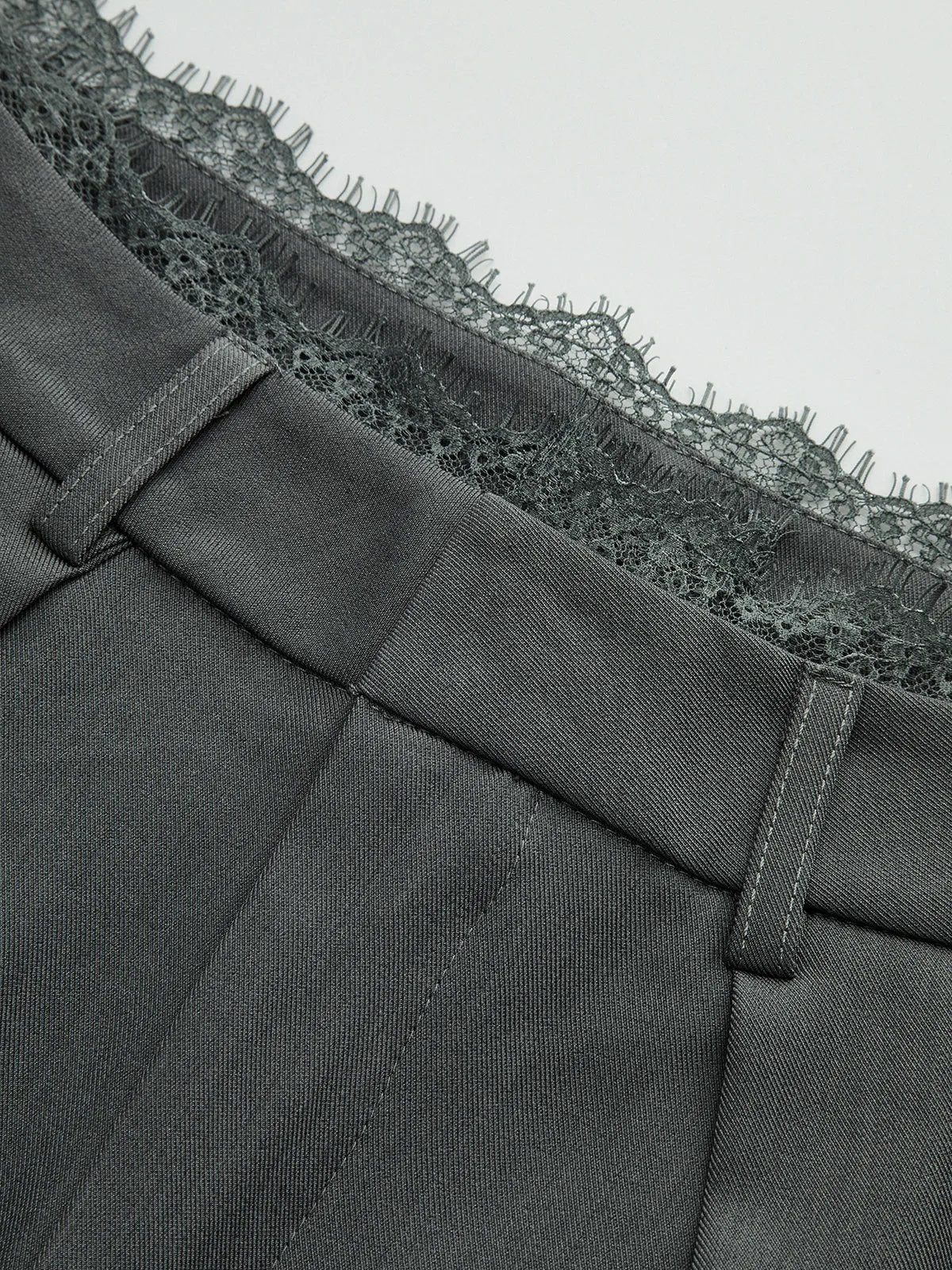 High-Waist Lace Trim Wide-Leg Pants sold by COMMENSE product image thumbnail 3