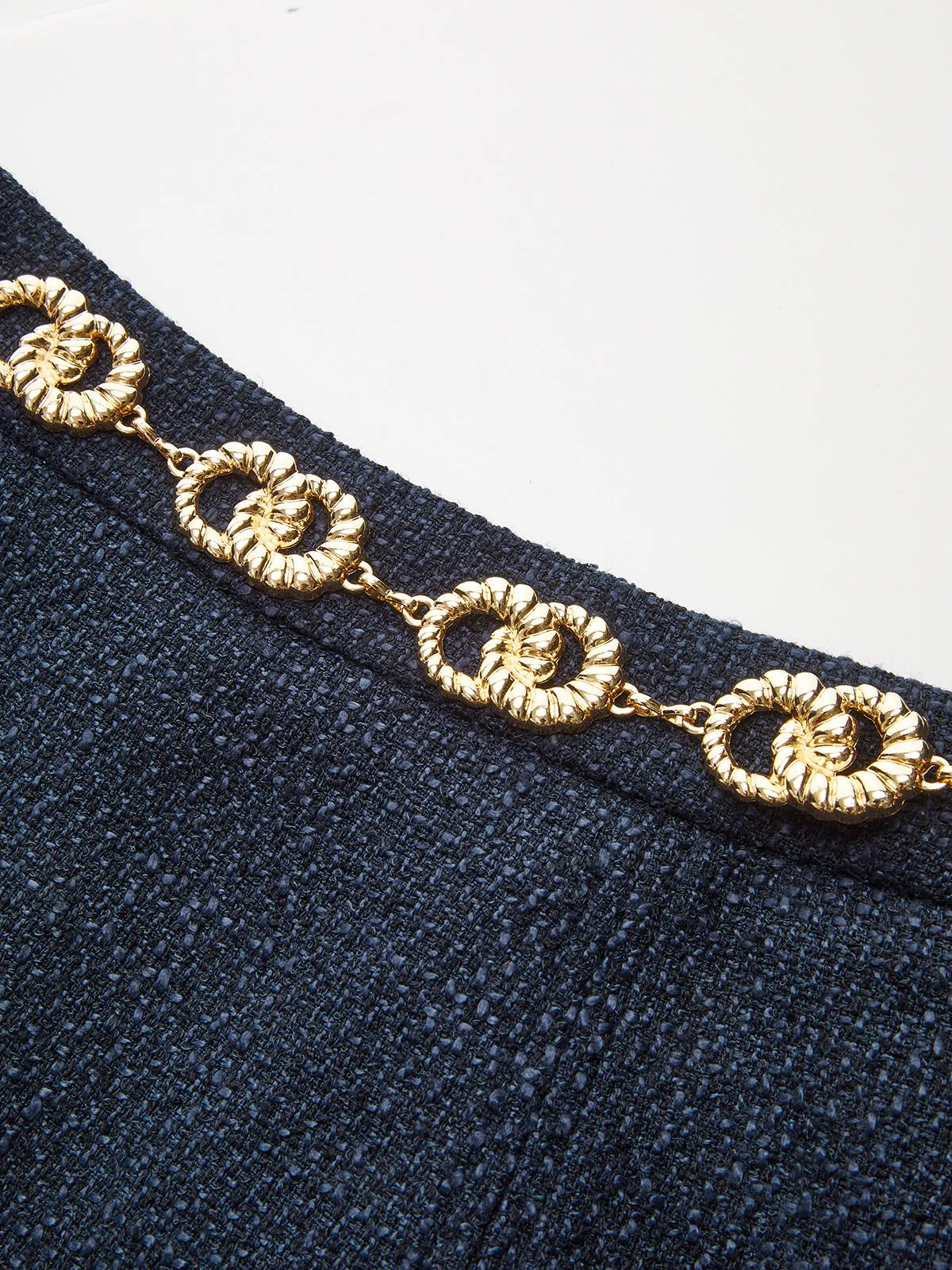 Tweed Mini Skirt with Golden Chain Belt sold by COMMENSE product image thumbnail 4