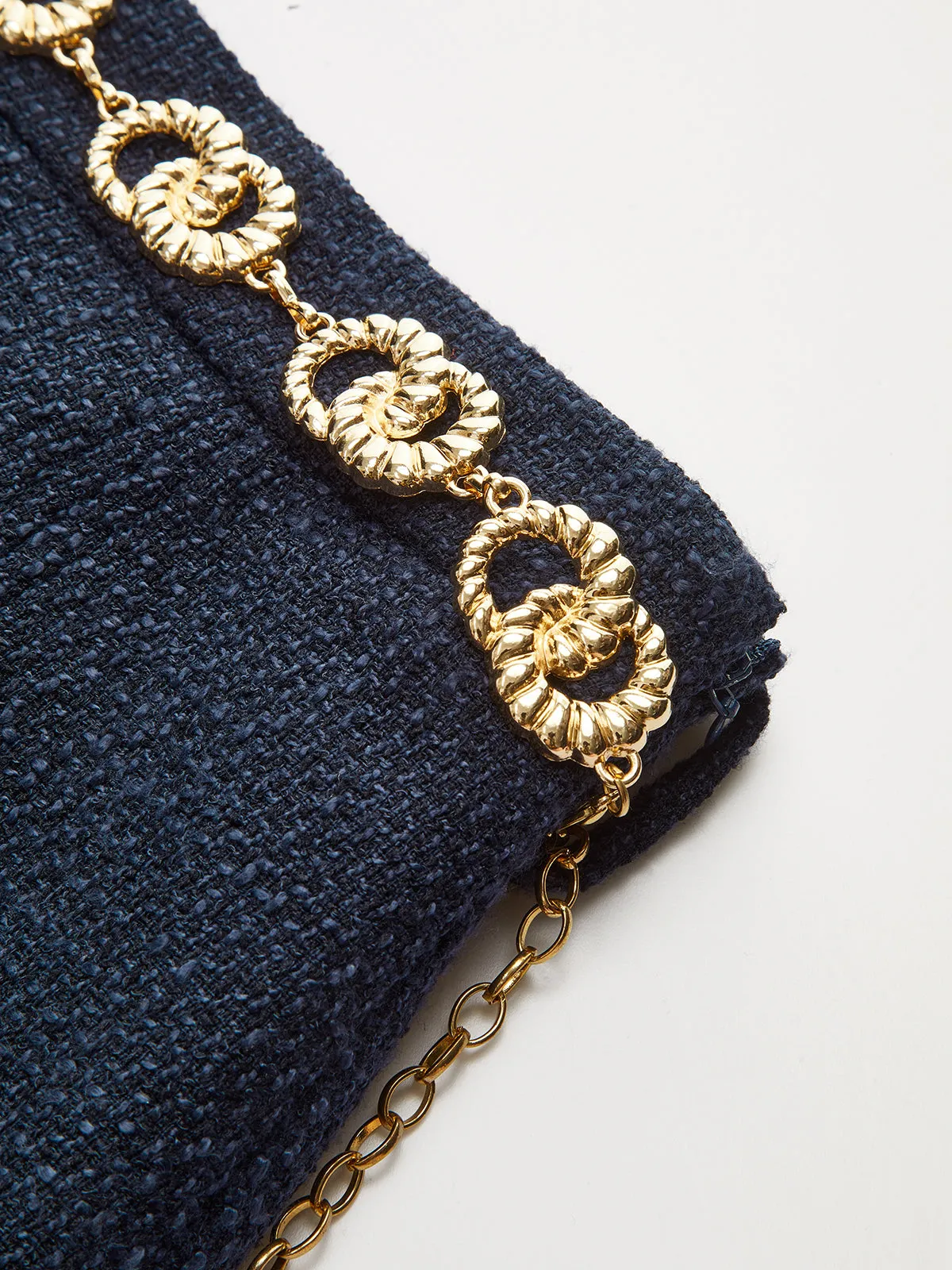 Tweed Mini Skirt with Golden Chain Belt sold by COMMENSE product image thumbnail 5