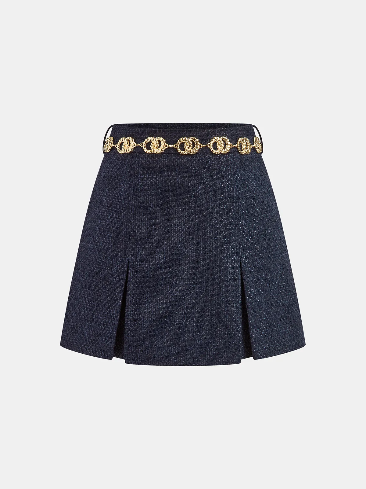 Tweed Mini Skirt with Golden Chain Belt sold by COMMENSE product image thumbnail 2