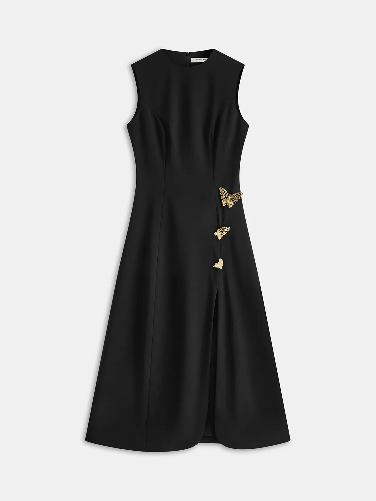Metal Butterfly Detail Sleeveless Midi Dress sold by COMMENSE