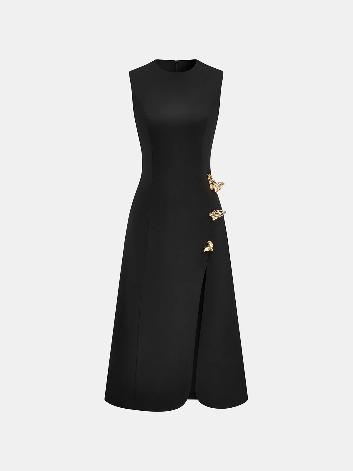Metal Butterfly Detail Sleeveless Midi Dress sold by COMMENSE product image thumbnail 3