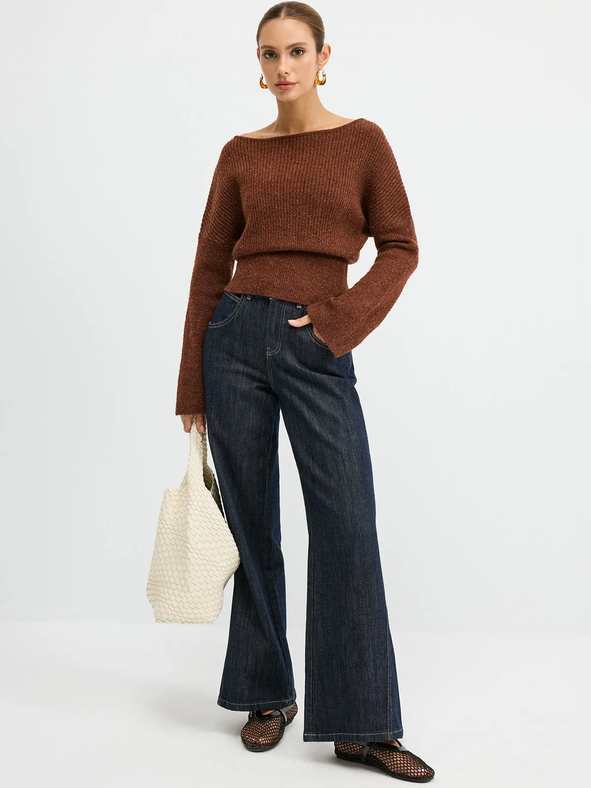 Wool Blend Off-Shoulder Sweater sold by COMMENSE product image thumbnail 4