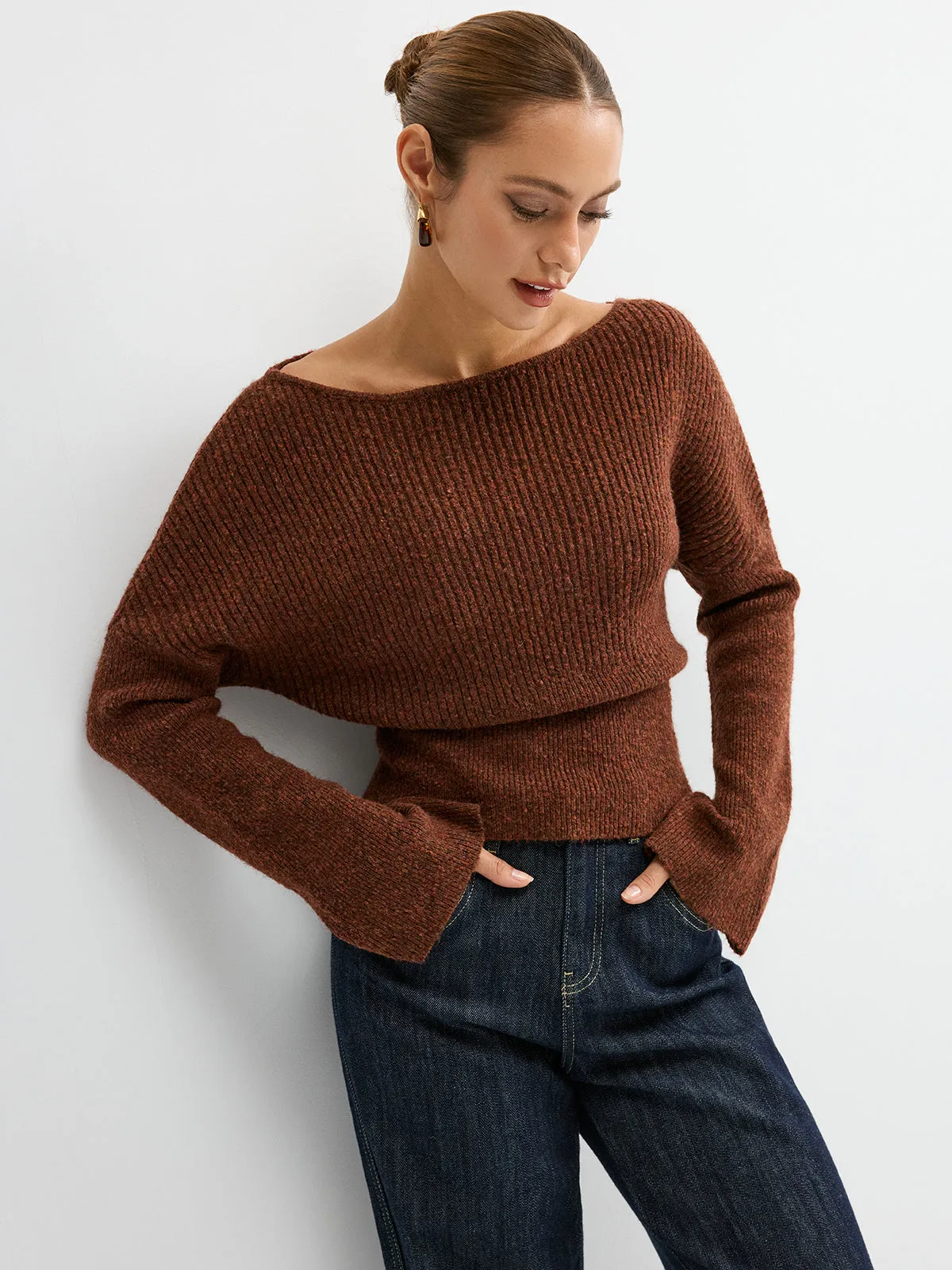 Wool Blend Off-Shoulder Sweater sold by COMMENSE