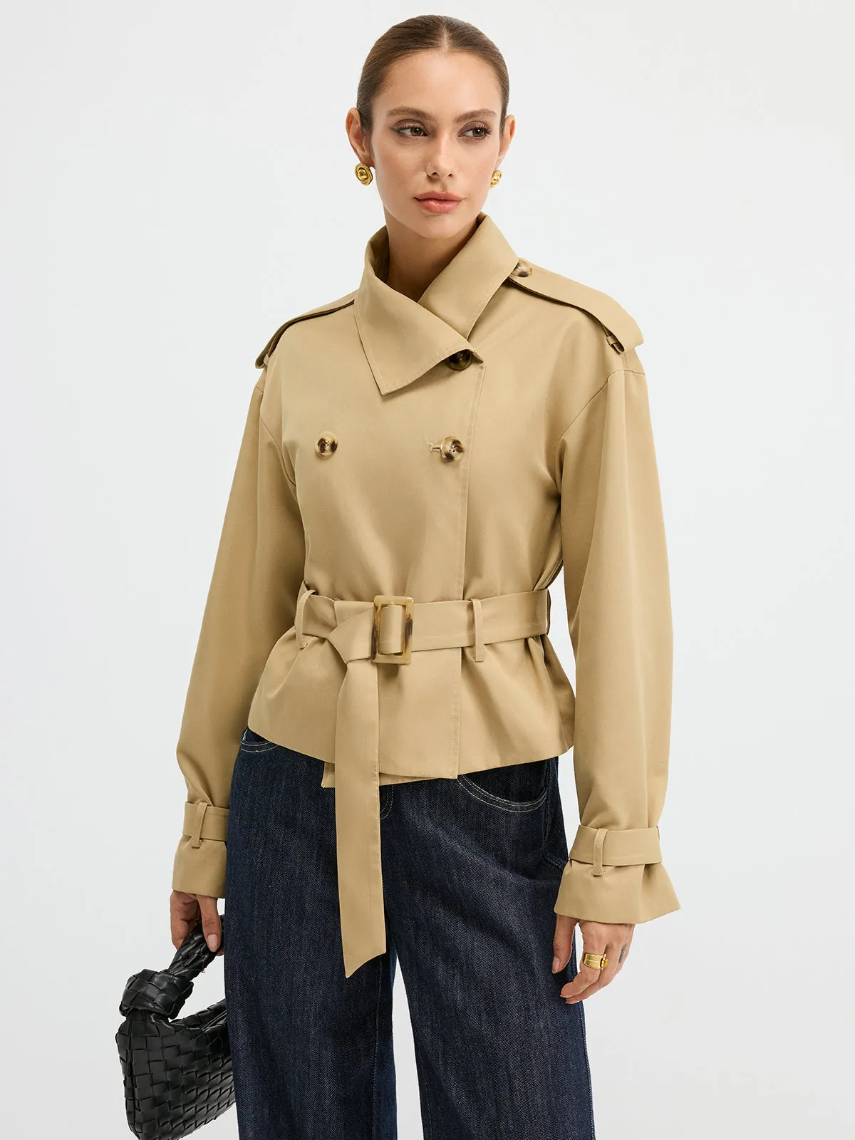 Double-Breasted Belted Trench Coat sold by COMMENSE