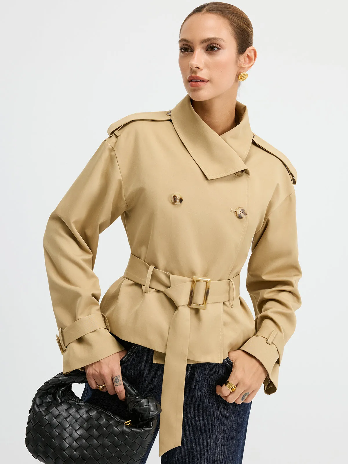 Double-Breasted Belted Trench Coat sold by COMMENSE product image thumbnail 2