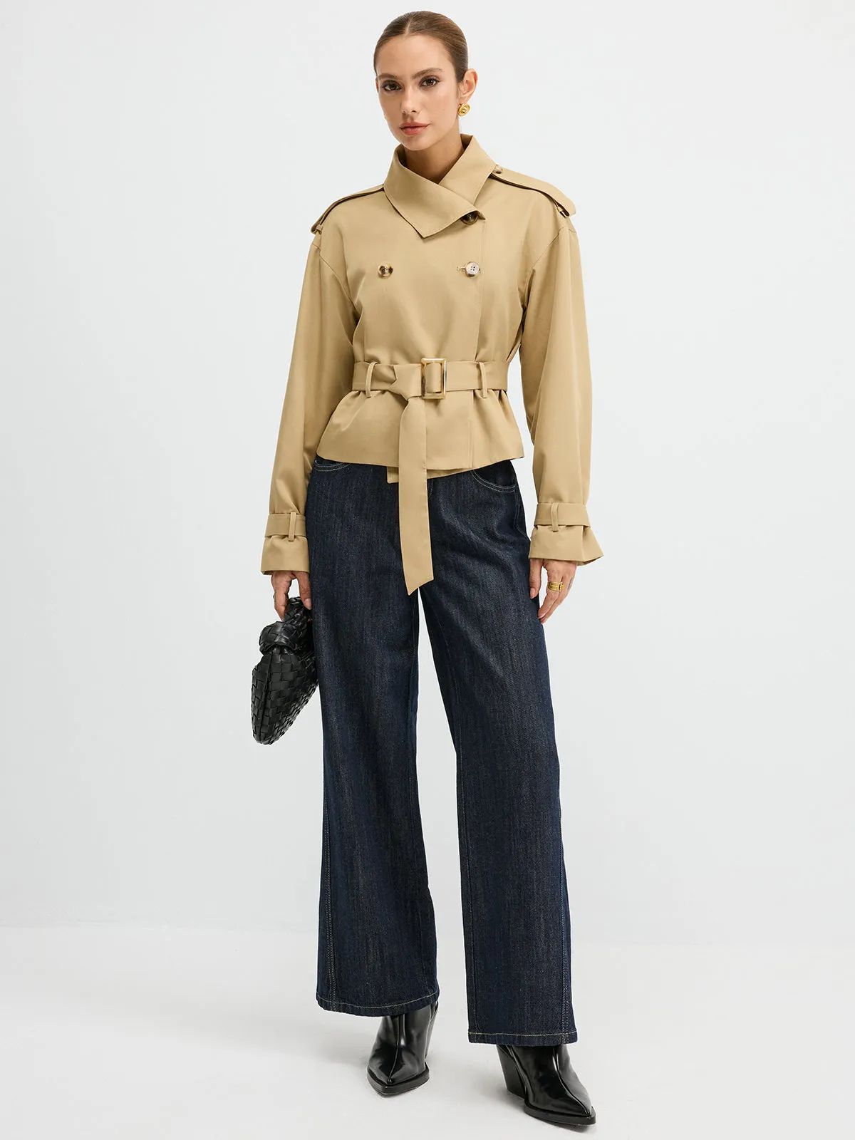 Double-Breasted Belted Trench Coat sold by COMMENSE product image thumbnail 3